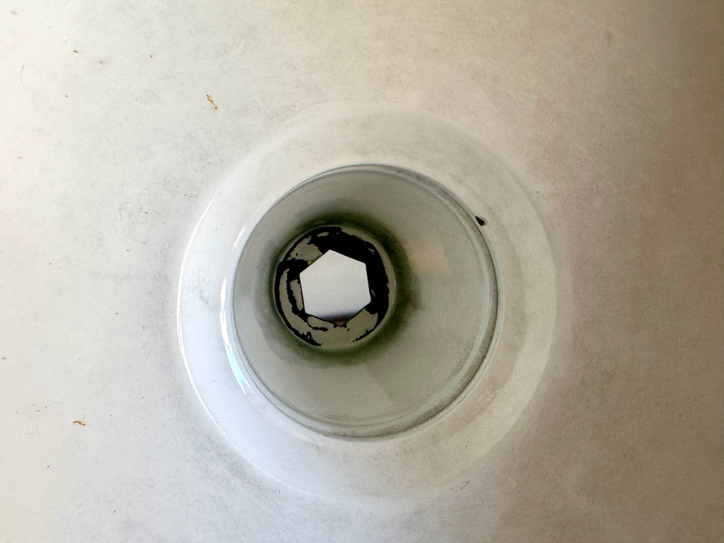 1930's Green Distressed Porcelain Industrial Pendant Lamp Shade | 12" Wheeler Enamel Metal Shade