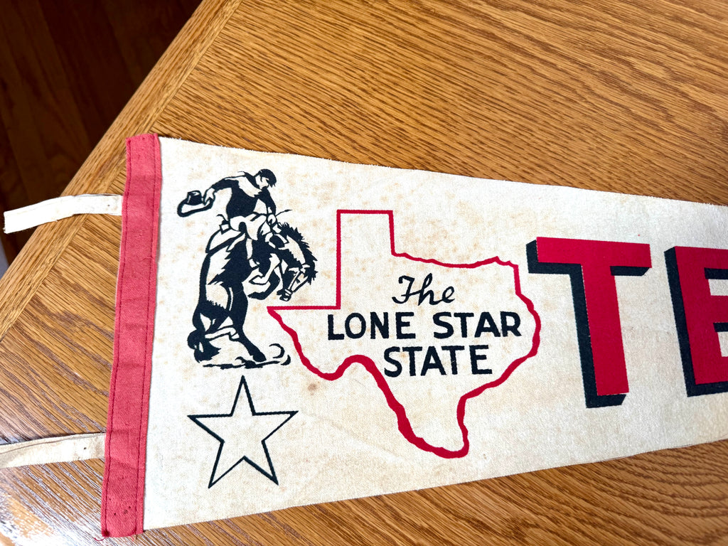 1960's Texas "The Lone Star State" 30" Felt Wool Pennant