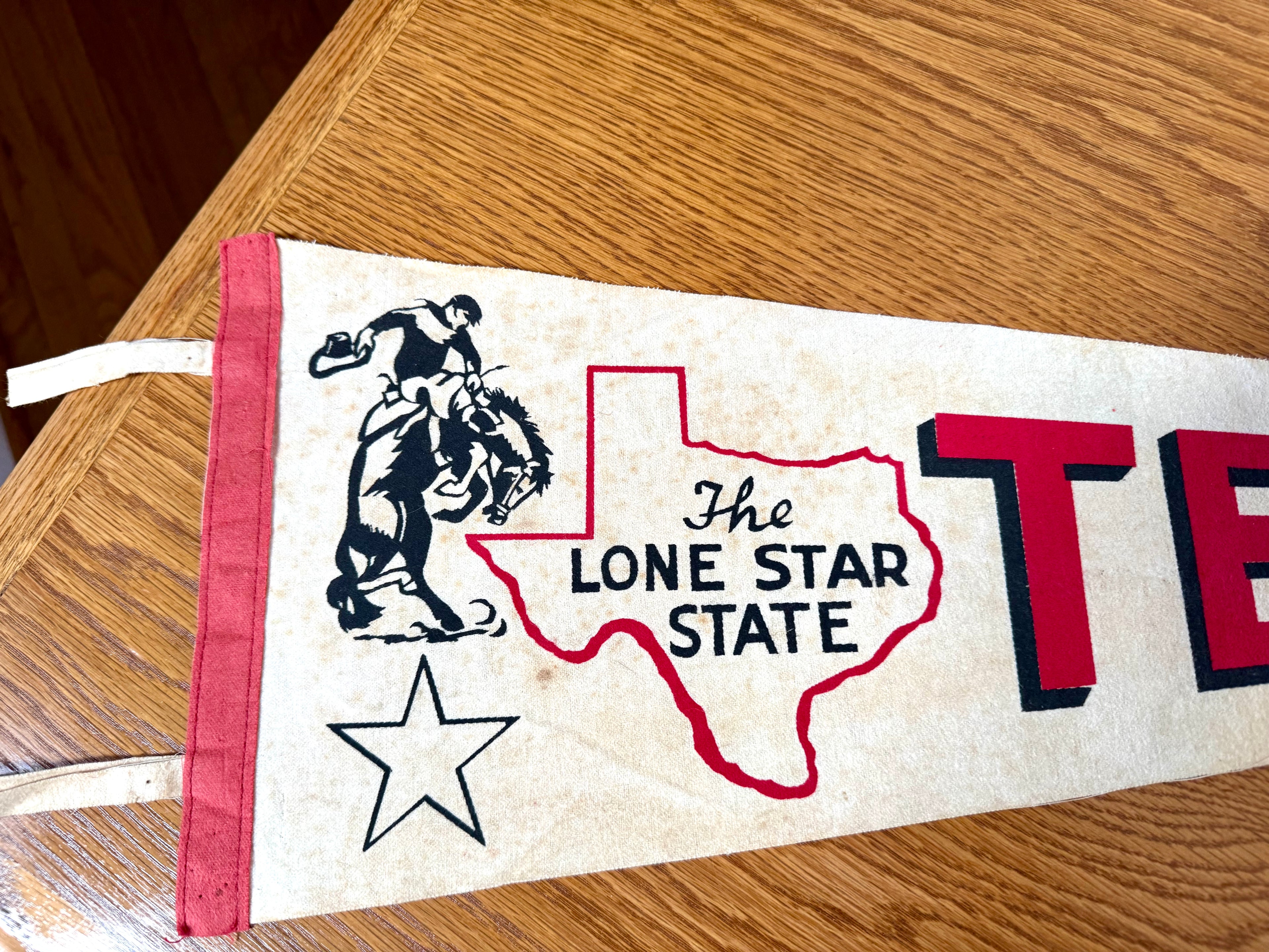 1960's Texas "The Lone Star State" 30" Felt Wool Pennant