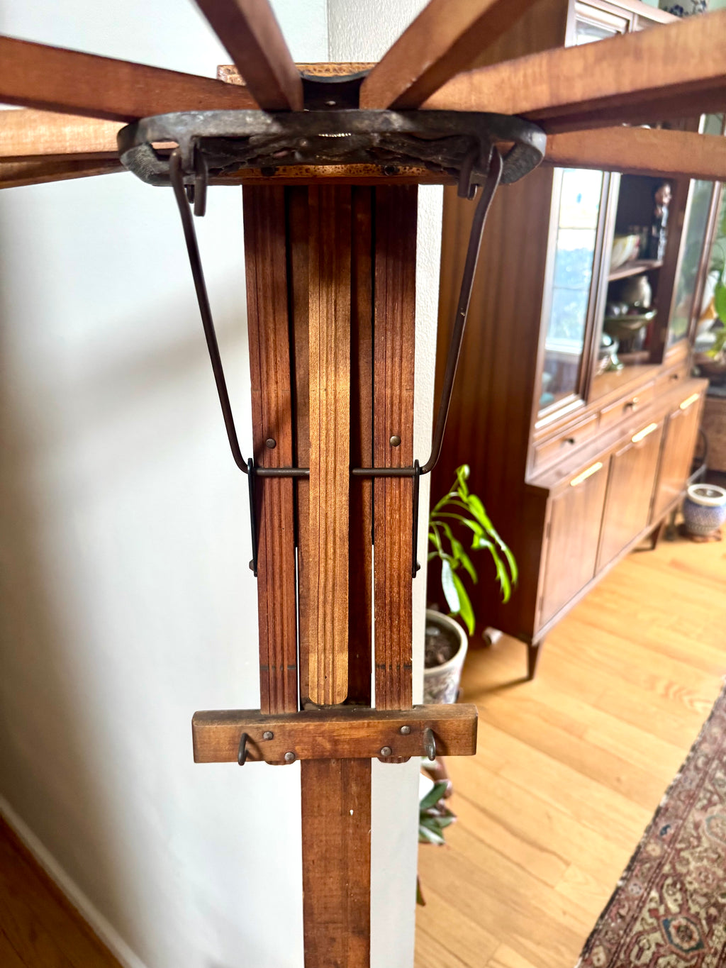 Antique Wooden Perfection Clothes Drier Rack | Adjustable L. Hopkins Wall Hanging Clothes Rack