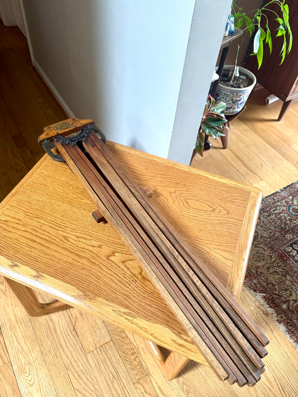 Antique Wooden Perfection Clothes Drier Rack | Adjustable L. Hopkins Wall Hanging Clothes Rack
