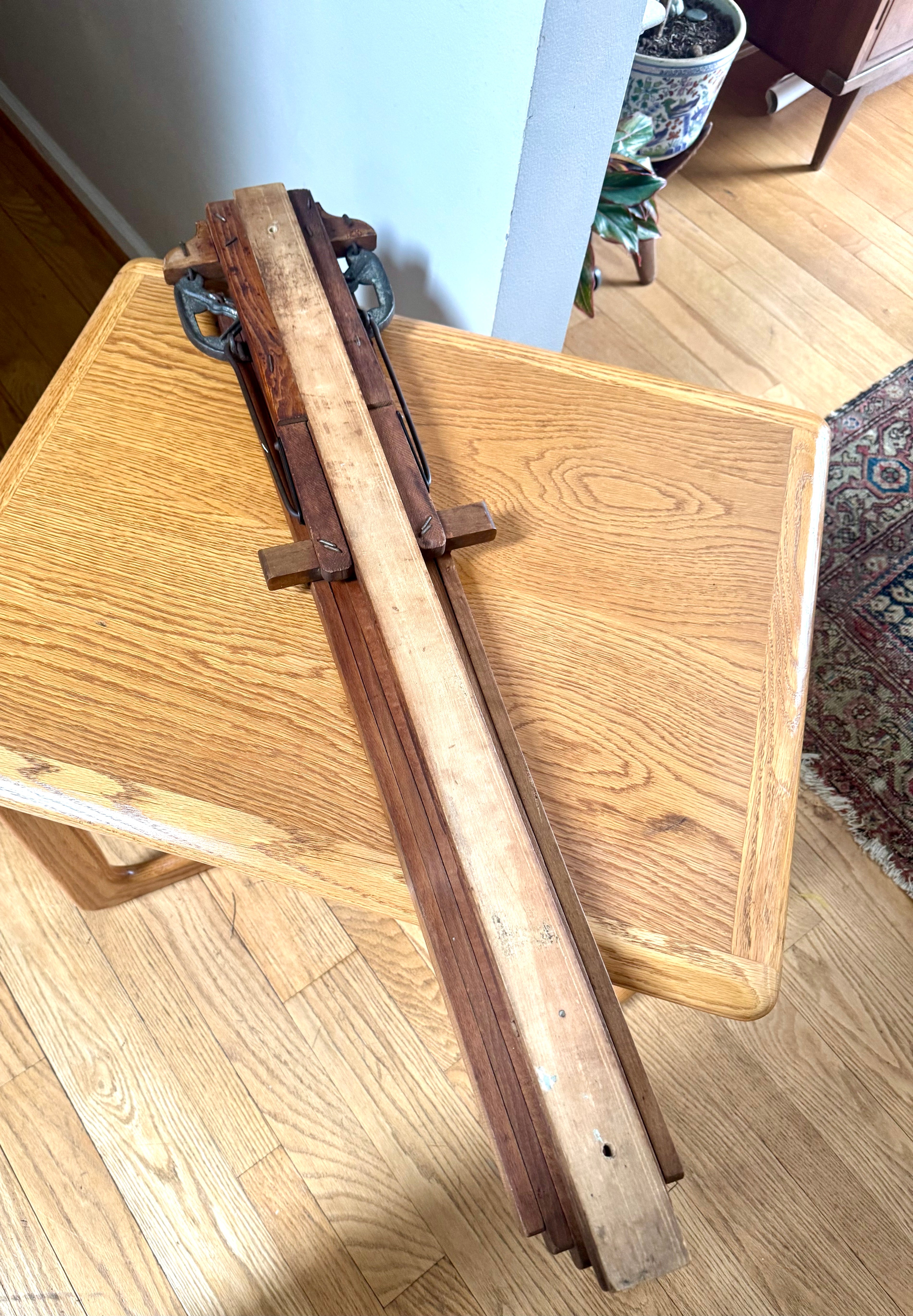 Antique Wooden Perfection Clothes Drier Rack | Adjustable L. Hopkins Wall Hanging Clothes Rack