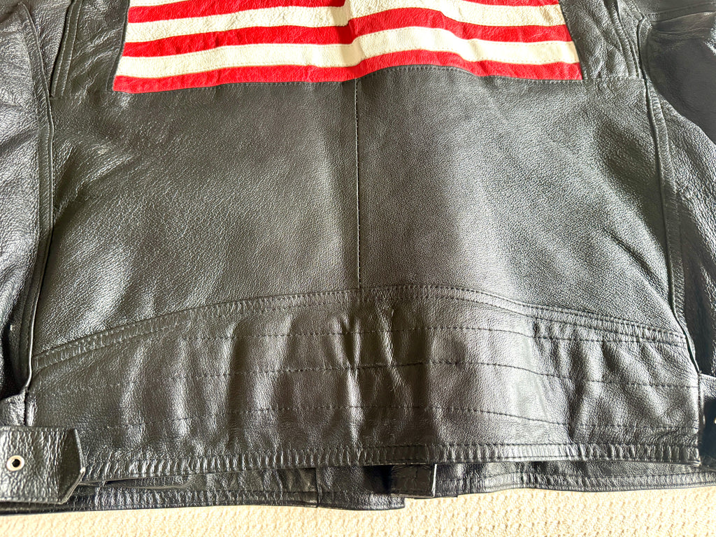 1980's Michael Hoban Where MI USA Flag Jacket | American Flag Leather XL Bomber Jacket