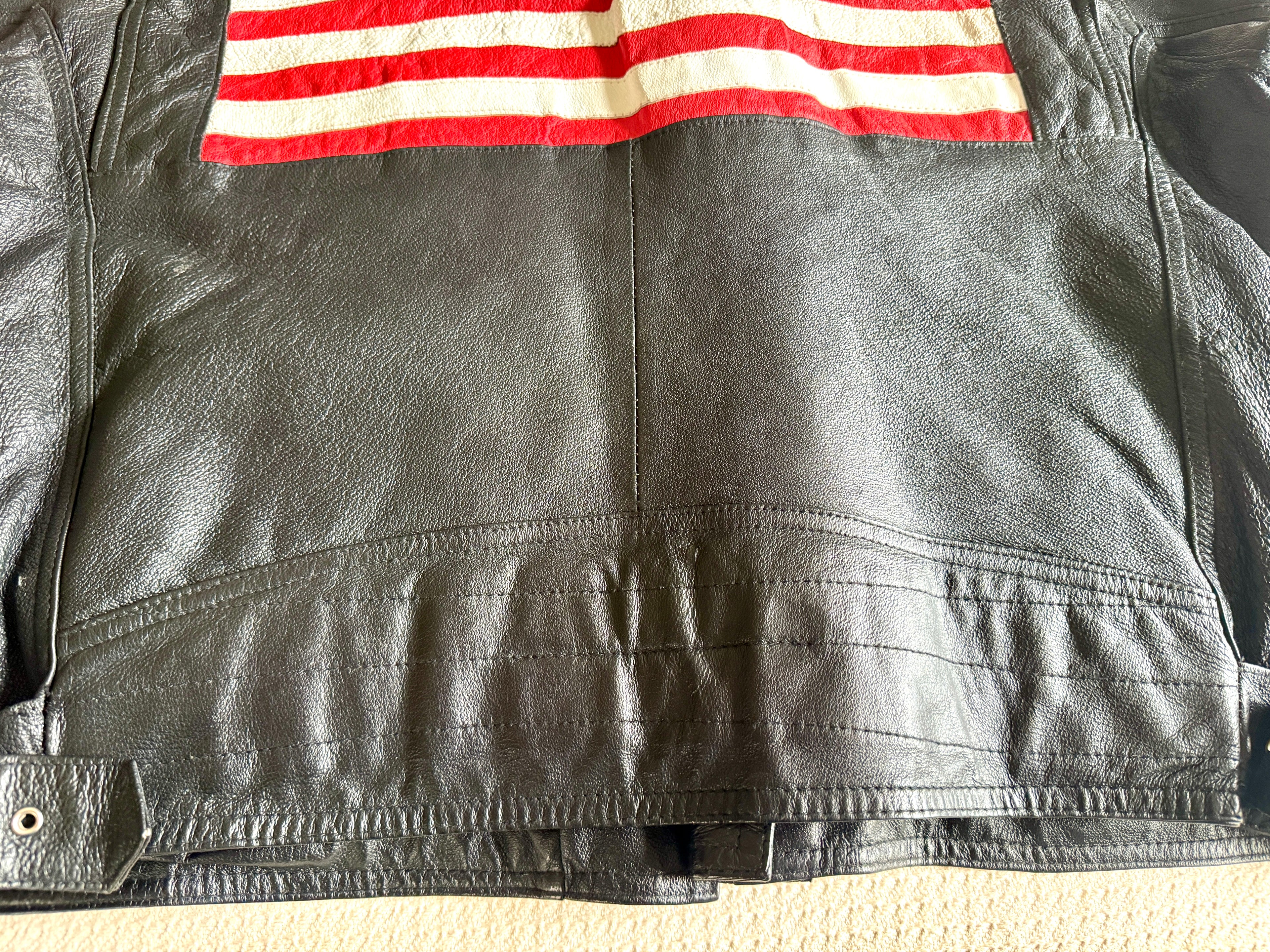 1980's Michael Hoban Where MI USA Flag Jacket | American Flag Leather XL Bomber Jacket