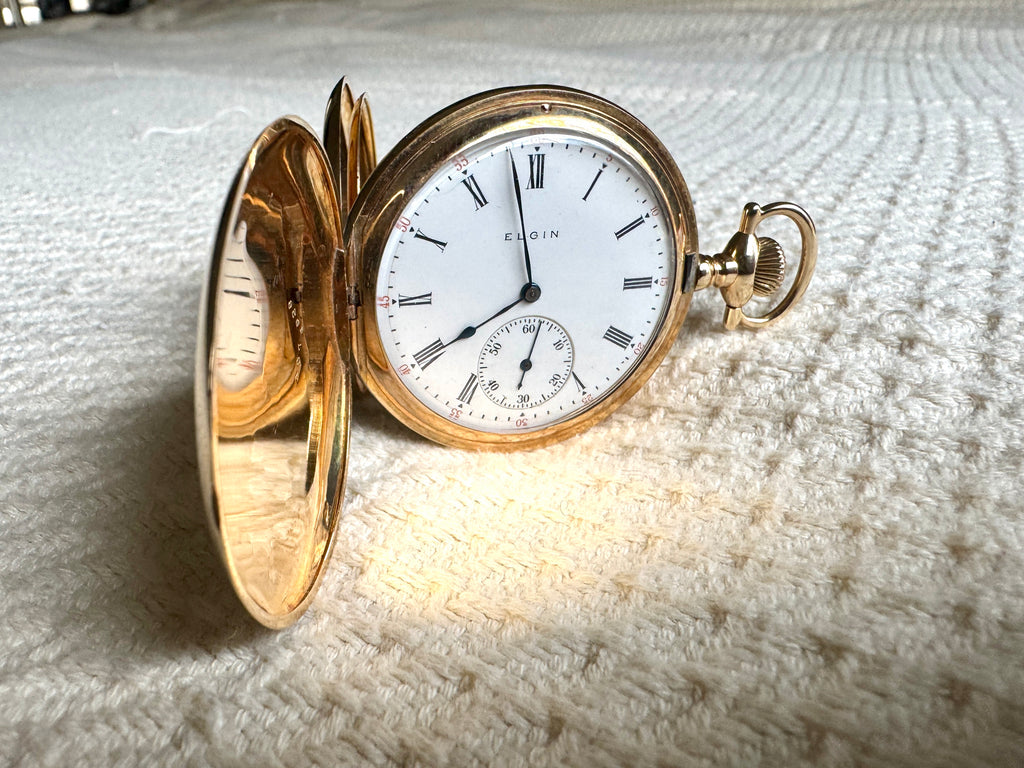 1911 Elgin 14K Gold 301 Model 2 ~ 12s Hunting Case Working Pocket Watch