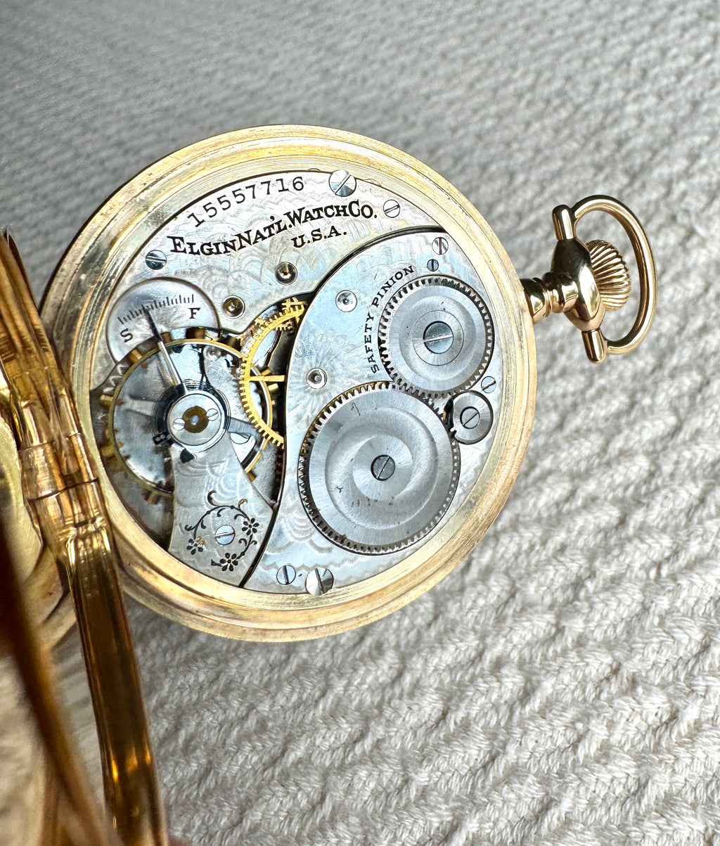 1911 Elgin 14K Gold 301 Model 2 ~ 12s Hunting Case Working Pocket Watch