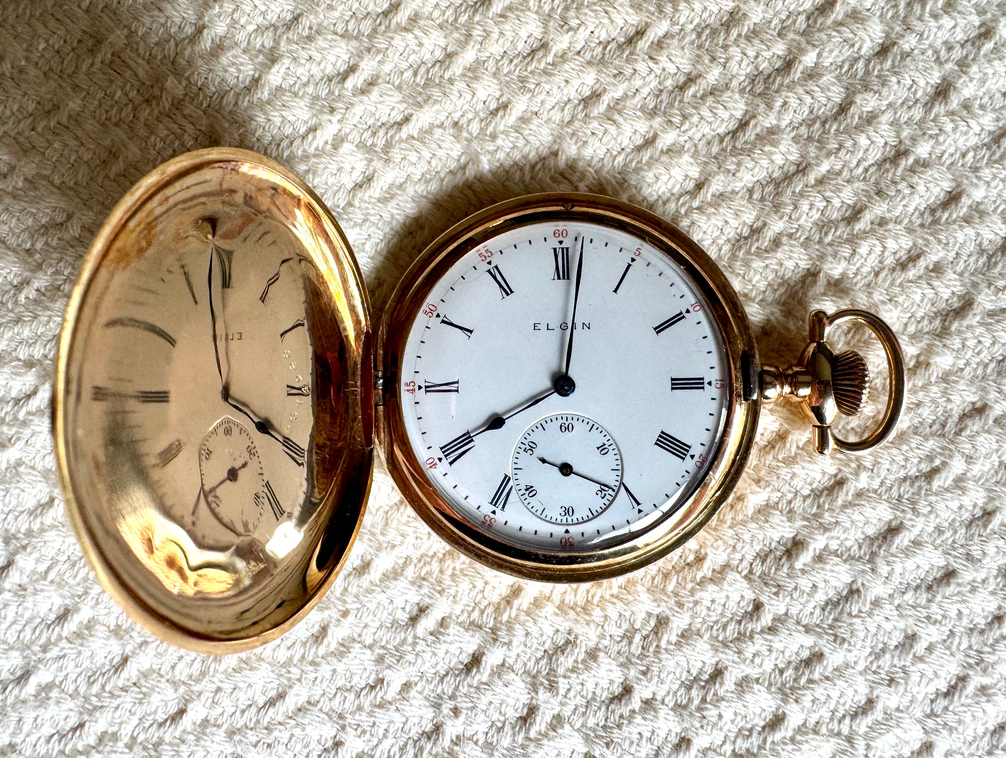 1911 Elgin 14K Gold 301 Model 2 ~ 12s Hunting Case Working Pocket Watch
