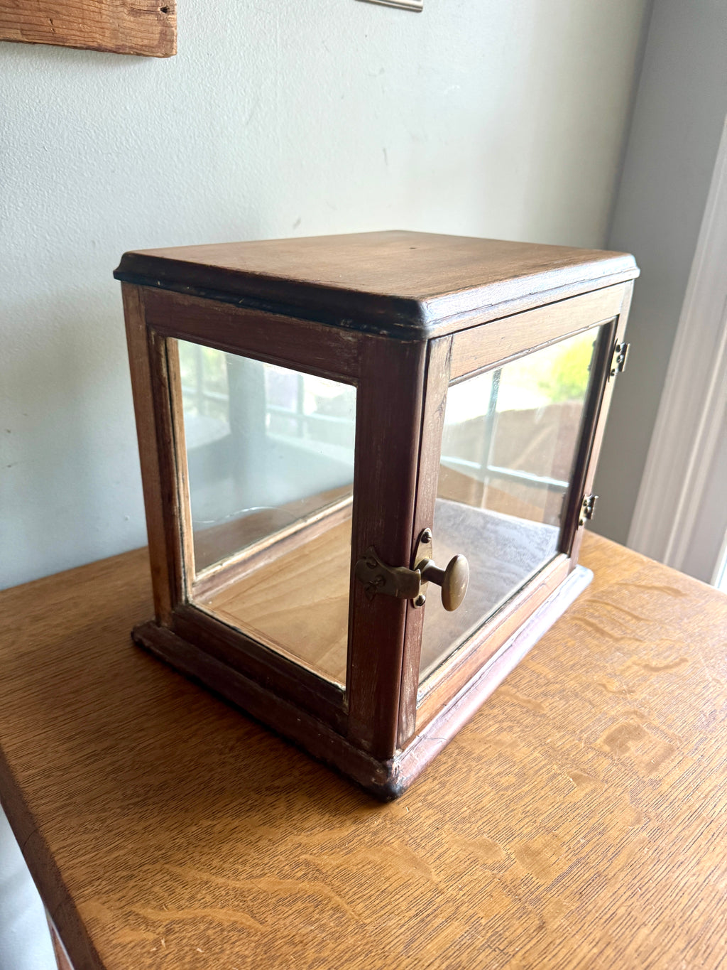 Small Wooden & Glass Display Case | Distressed Countertop Display Case