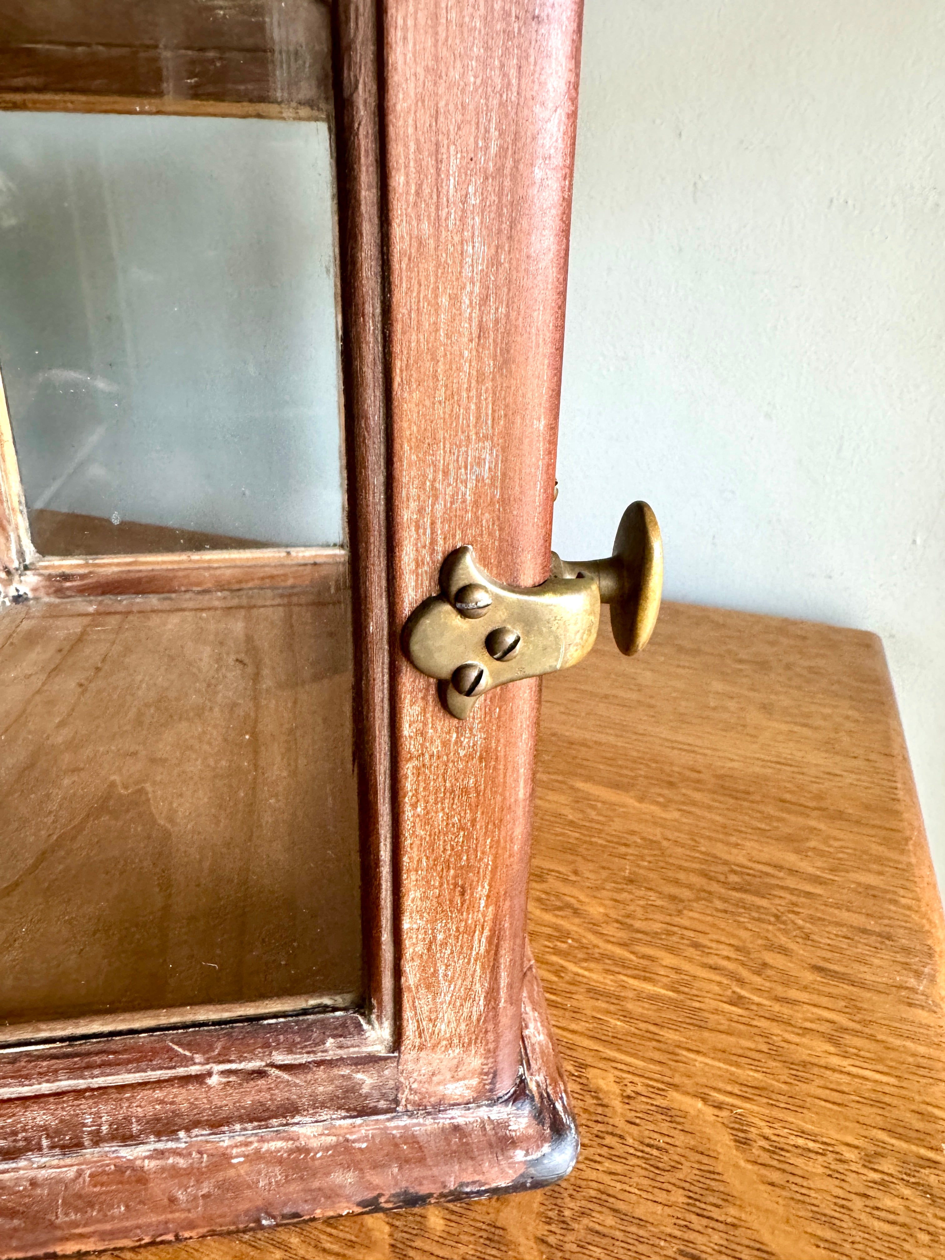 Small Wooden & Glass Display Case | Distressed Countertop Display Case