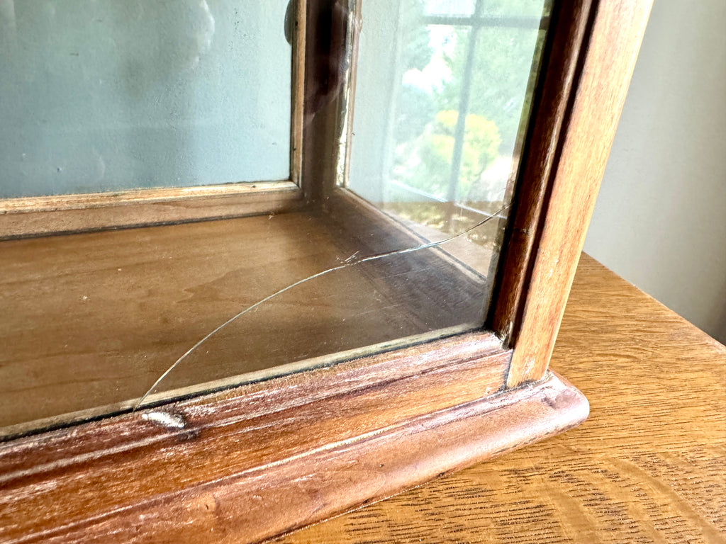 Small Wooden & Glass Display Case | Distressed Countertop Display Case