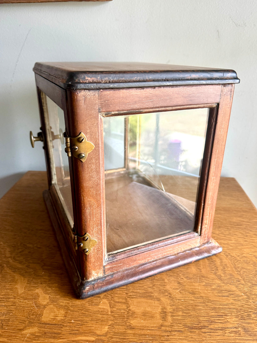 Small Wooden & Glass Display Case | Distressed Countertop Display Case