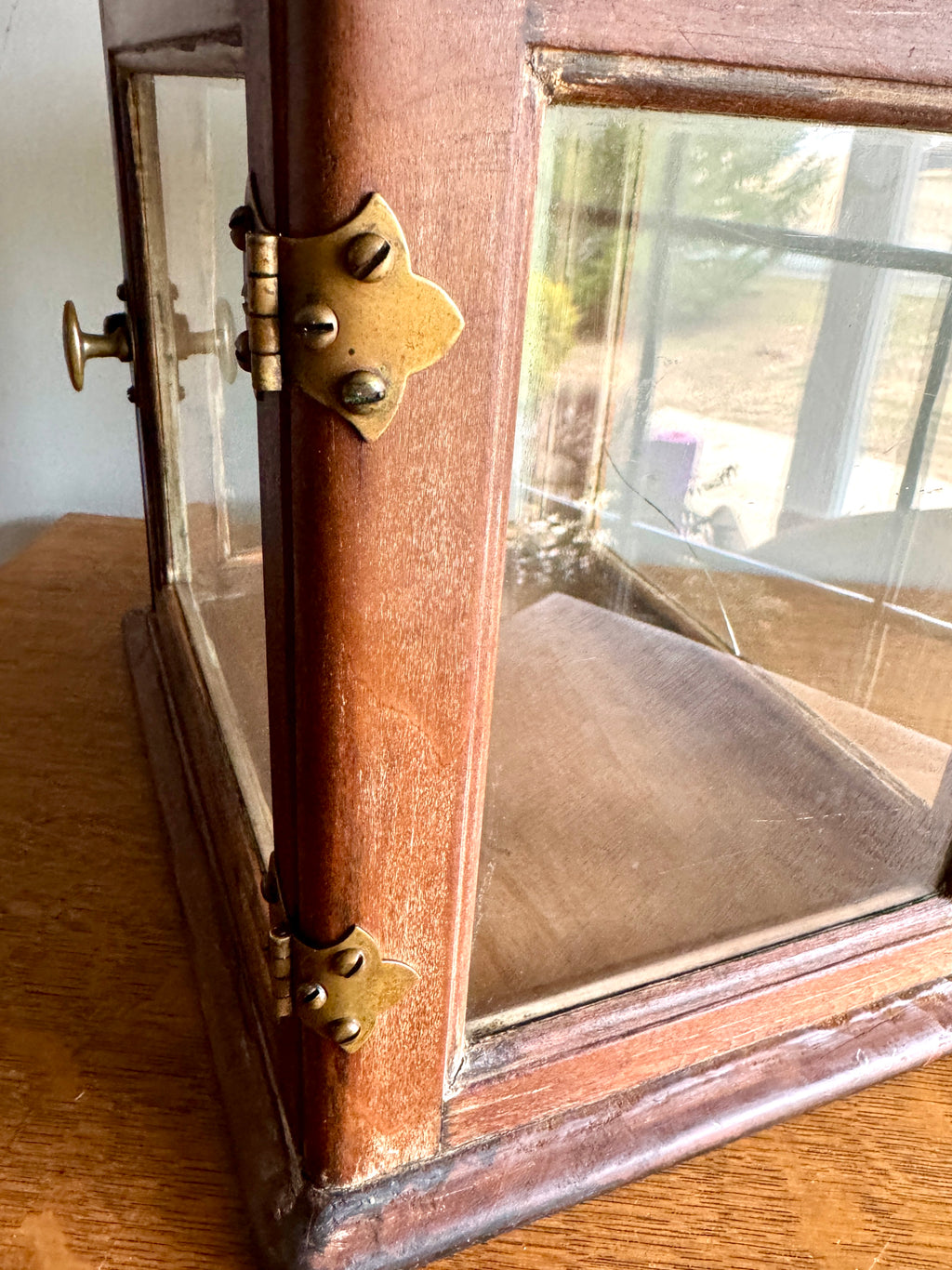 Small Wooden & Glass Display Case | Distressed Countertop Display Case