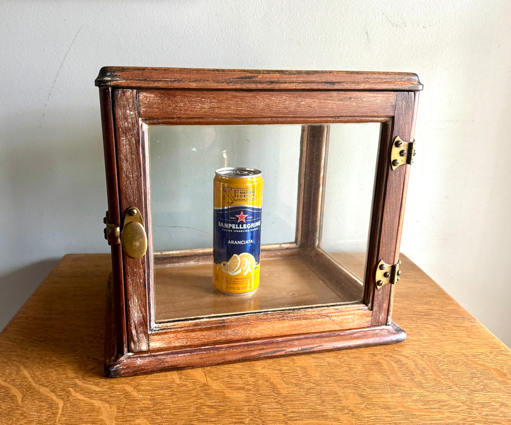 Small Wooden & Glass Display Case | Distressed Countertop Display Case