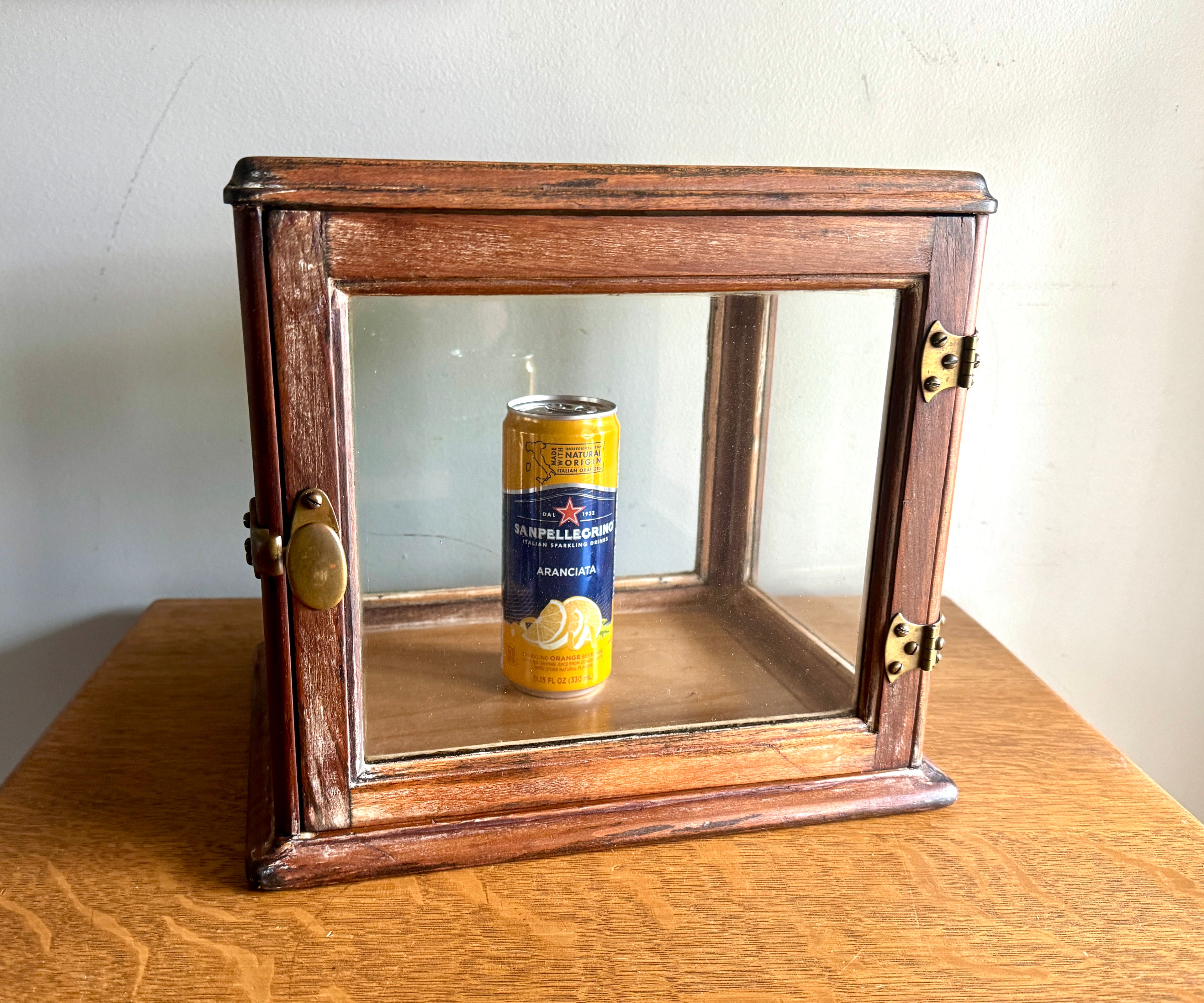 Small Wooden & Glass Display Case | Distressed Countertop Display Case