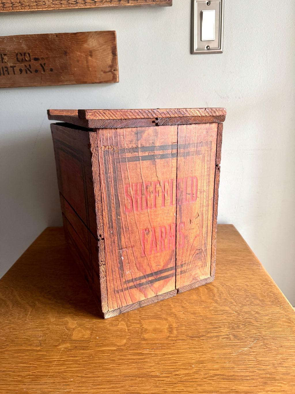 1950's Sheffield Farms Sealect Milk Wooden Crate Lidded Rare Advertising Box