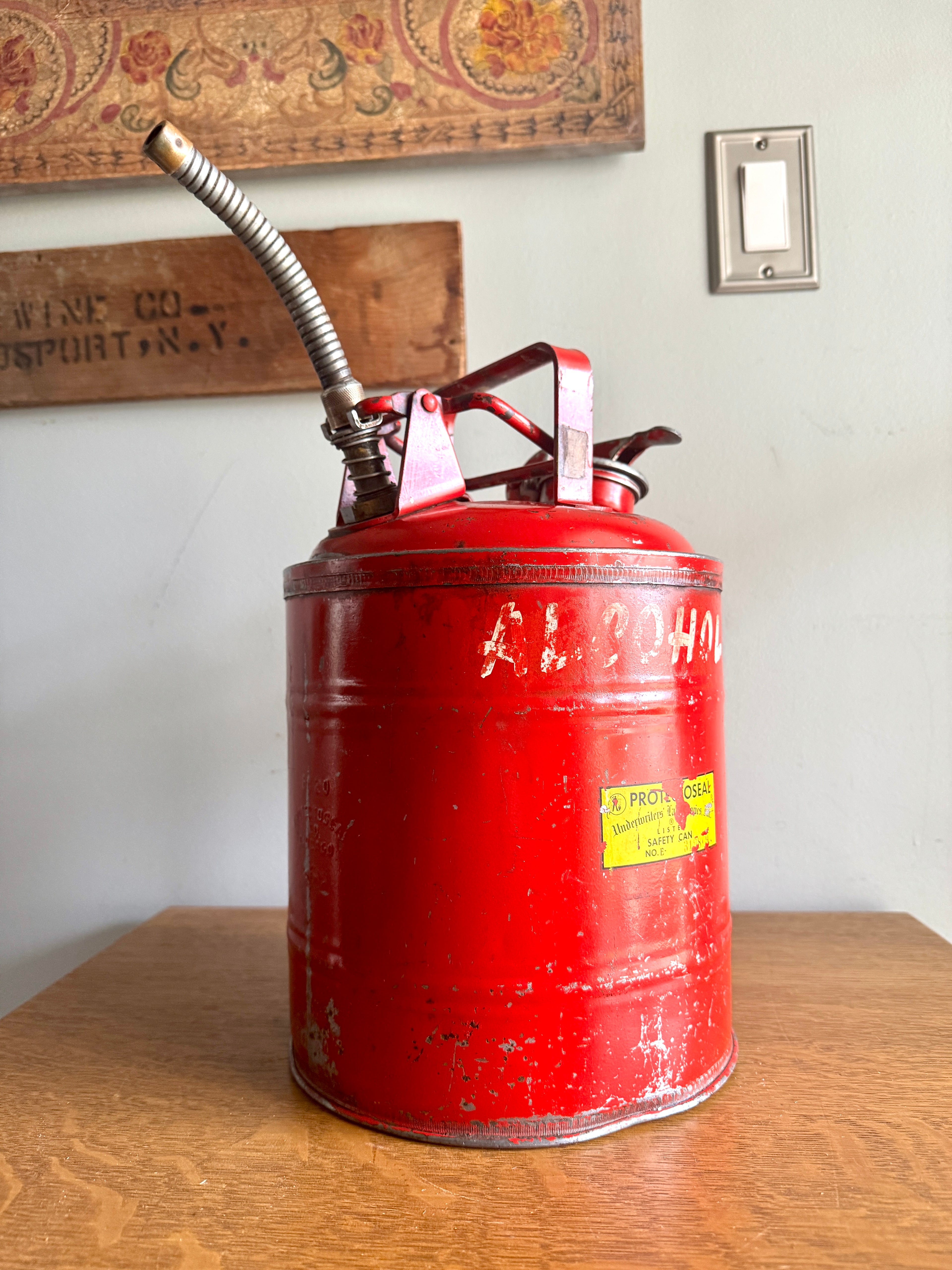 Vtg Protectoseal Co. Oil Gas Can/ Chicago Safety Can No. 8420 2 Gallon