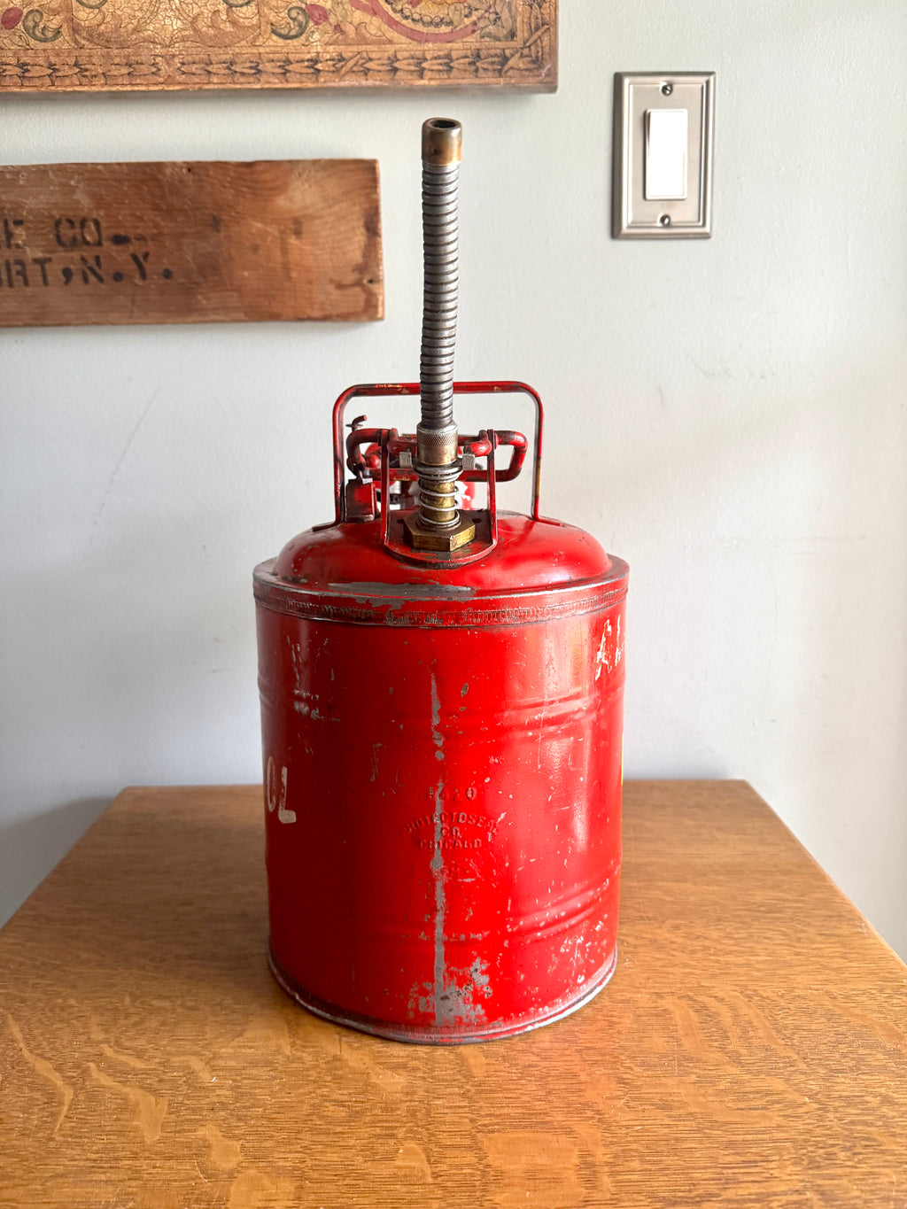 Vtg Protectoseal Co. Oil Gas Can/ Chicago Safety Can No. 8420 2 Gallon