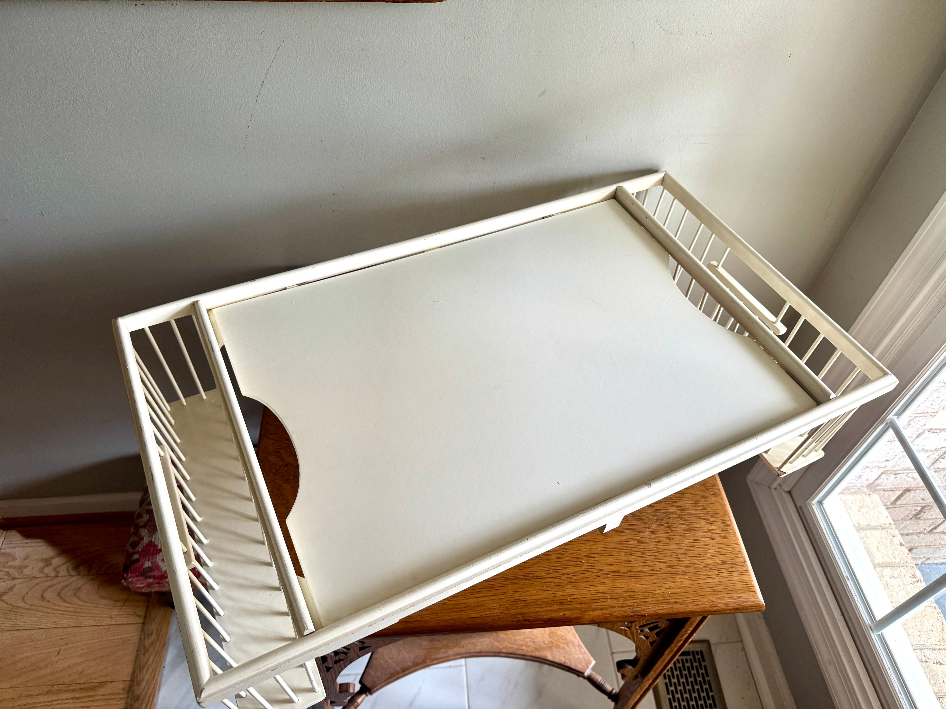 Vtg Ronel Company White Contemporary Bed Tray | Adjustable Bed Tray