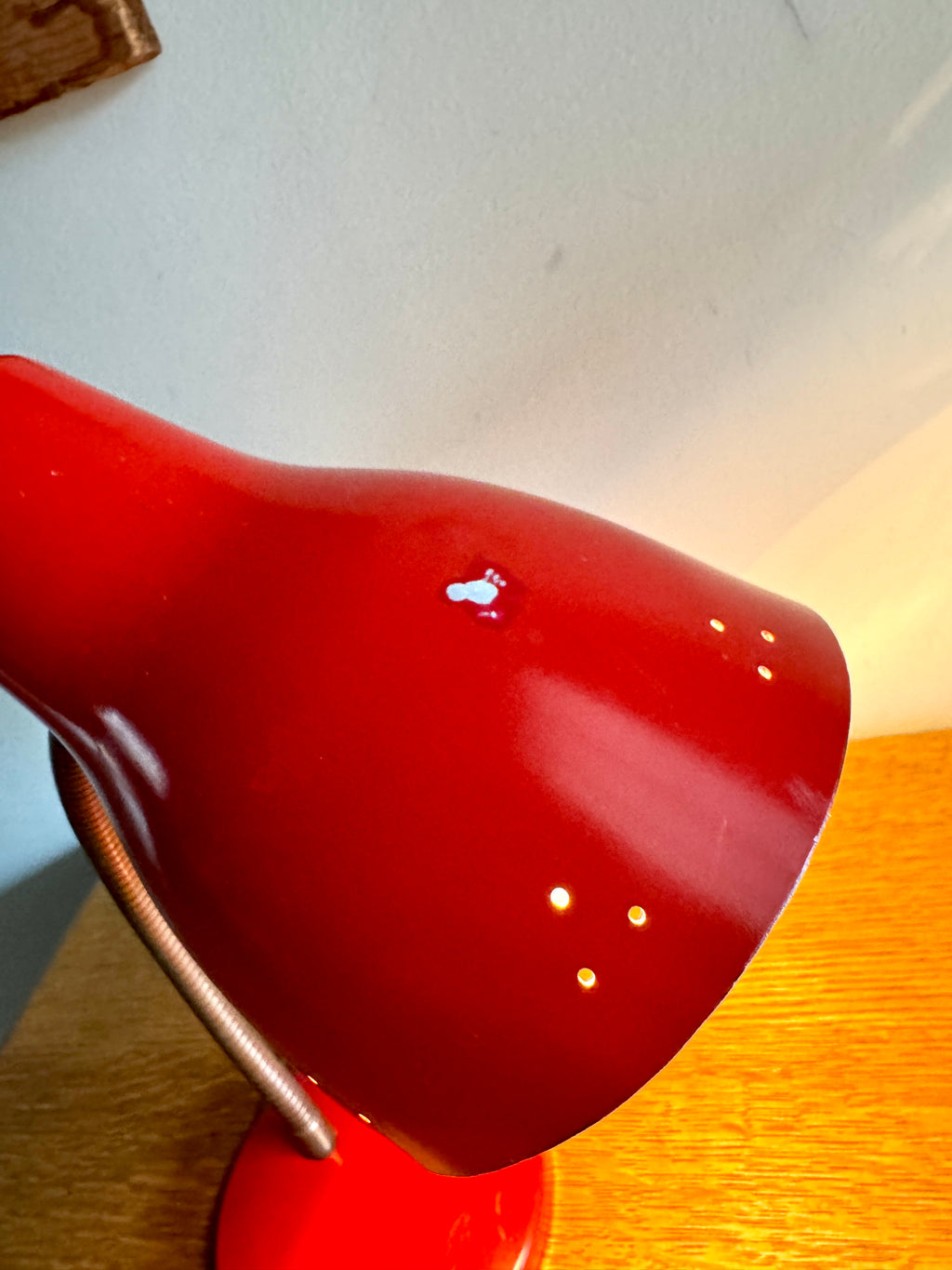 Vtg Red Gooseneck Desk Lamp | Red MCM Adjustable Desk Lamp