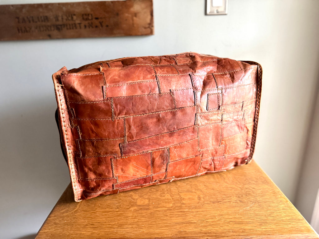 1970's Leather Patchwork Duffle Bag | Patchwork Leather Bag
