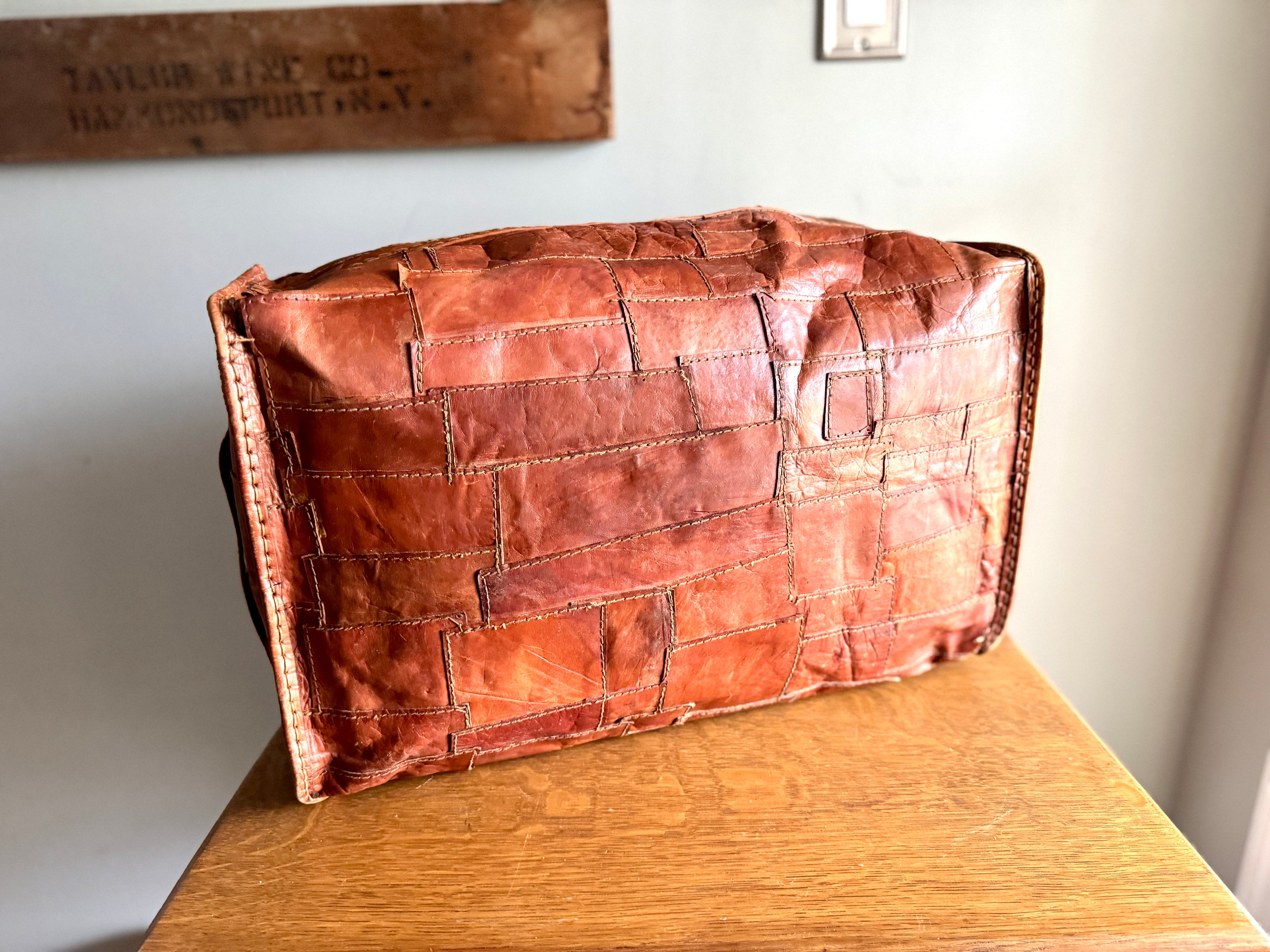 1970's Leather Patchwork Duffle Bag | Patchwork Leather Bag