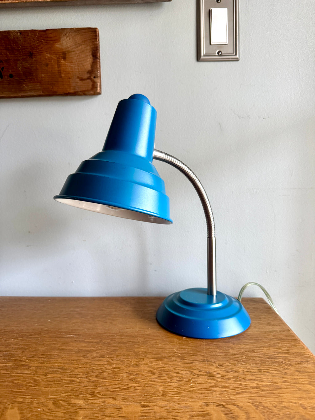 Vtg Blue Gooseneck Desk Lamp | Blue MCM Style Adjustable Desk Lamp