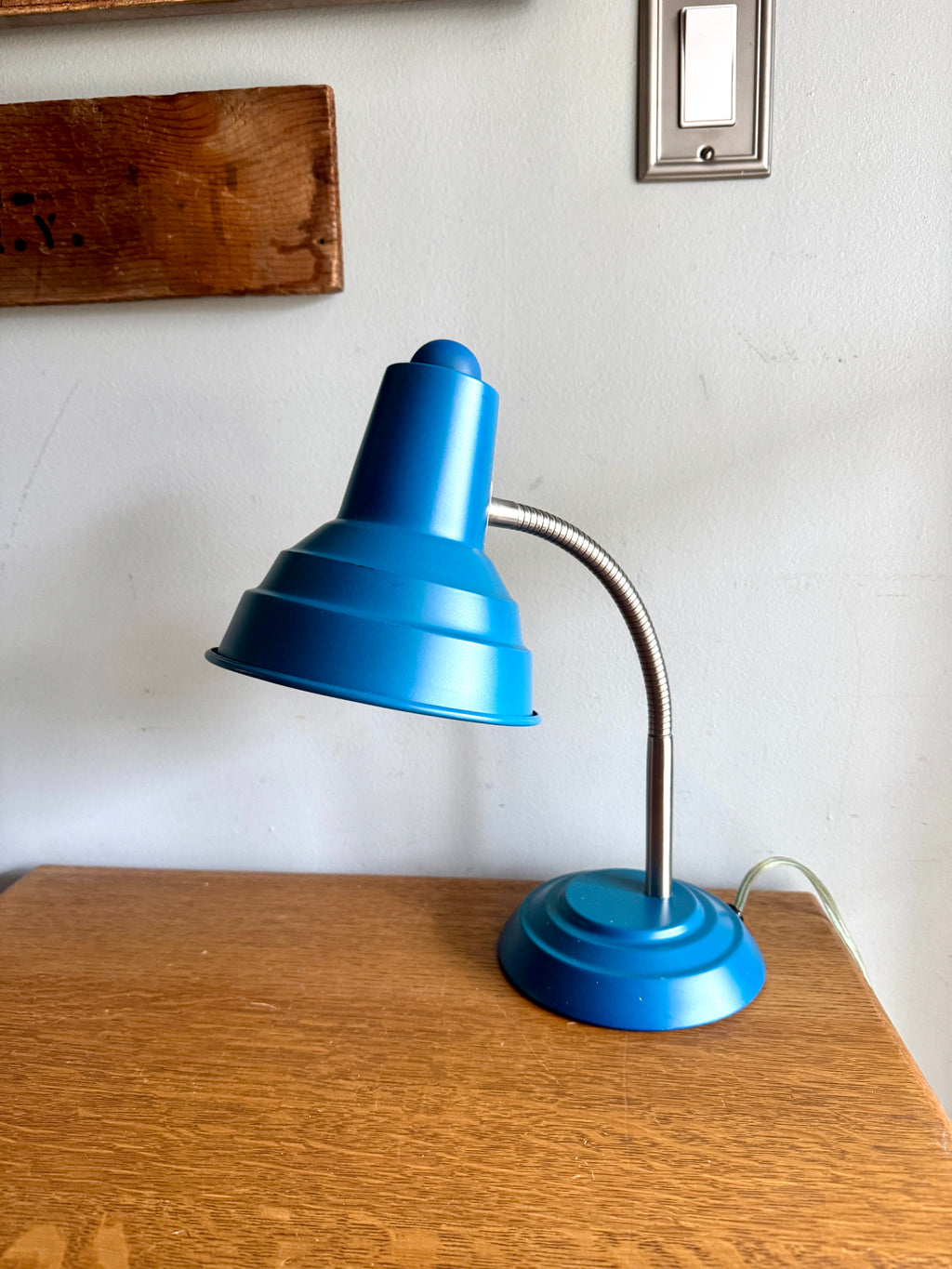 Vtg Blue Gooseneck Desk Lamp | Blue MCM Style Adjustable Desk Lamp
