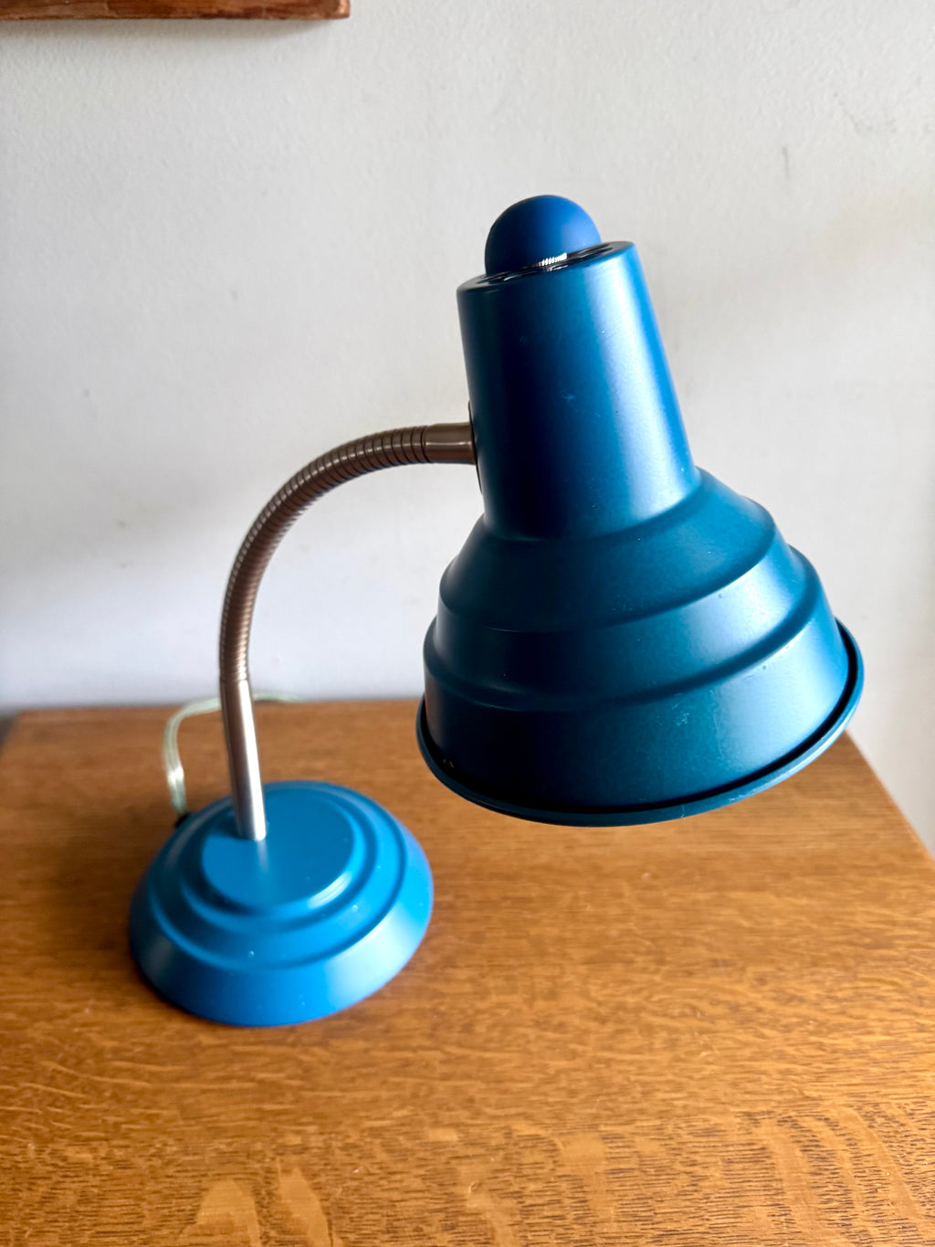Vtg Blue Gooseneck Desk Lamp | Blue MCM Style Adjustable Desk Lamp