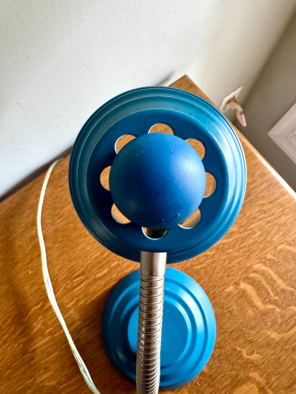 Vtg Blue Gooseneck Desk Lamp | Blue MCM Style Adjustable Desk Lamp