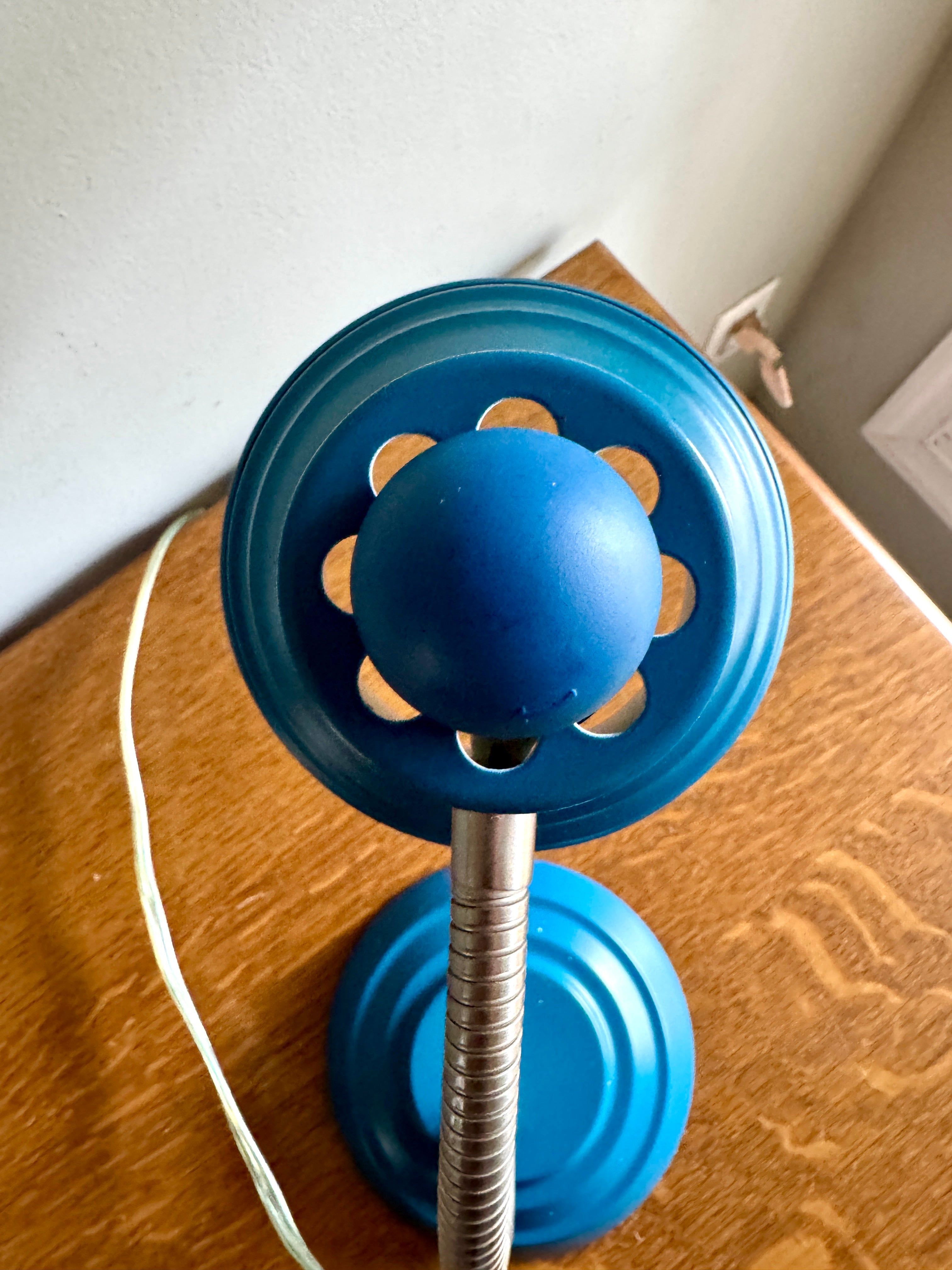 Vtg Blue Gooseneck Desk Lamp | Blue MCM Style Adjustable Desk Lamp