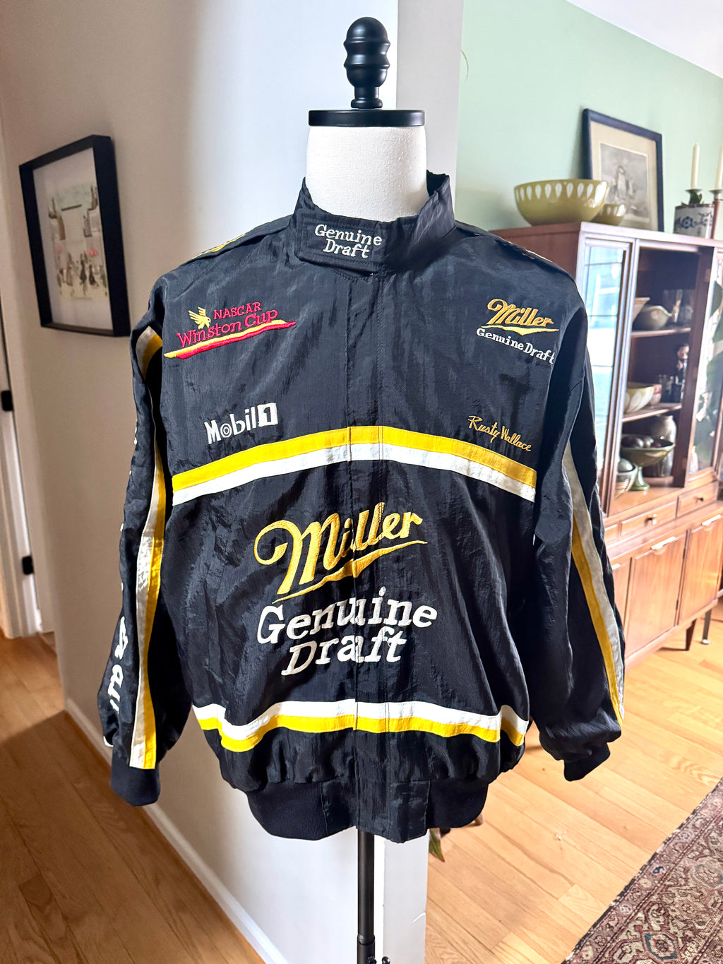 Vtg Rusty Wallace Jacket • 90s NASCAR Racing • Miller Genuine Draft Beer Racing Jacket (Large)