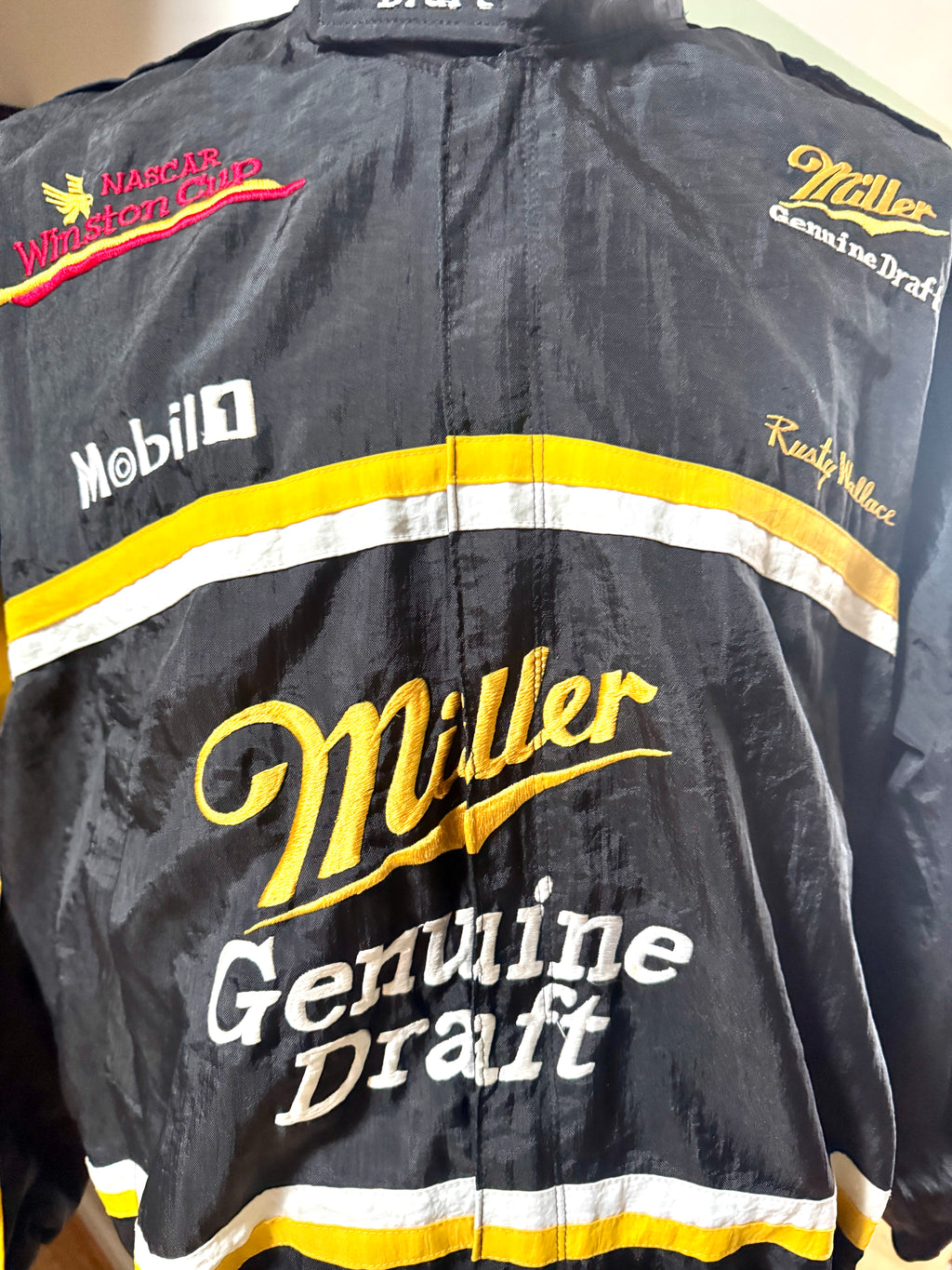 Vtg Rusty Wallace Jacket • 90s NASCAR Racing • Miller Genuine Draft Beer Racing Jacket (Large)