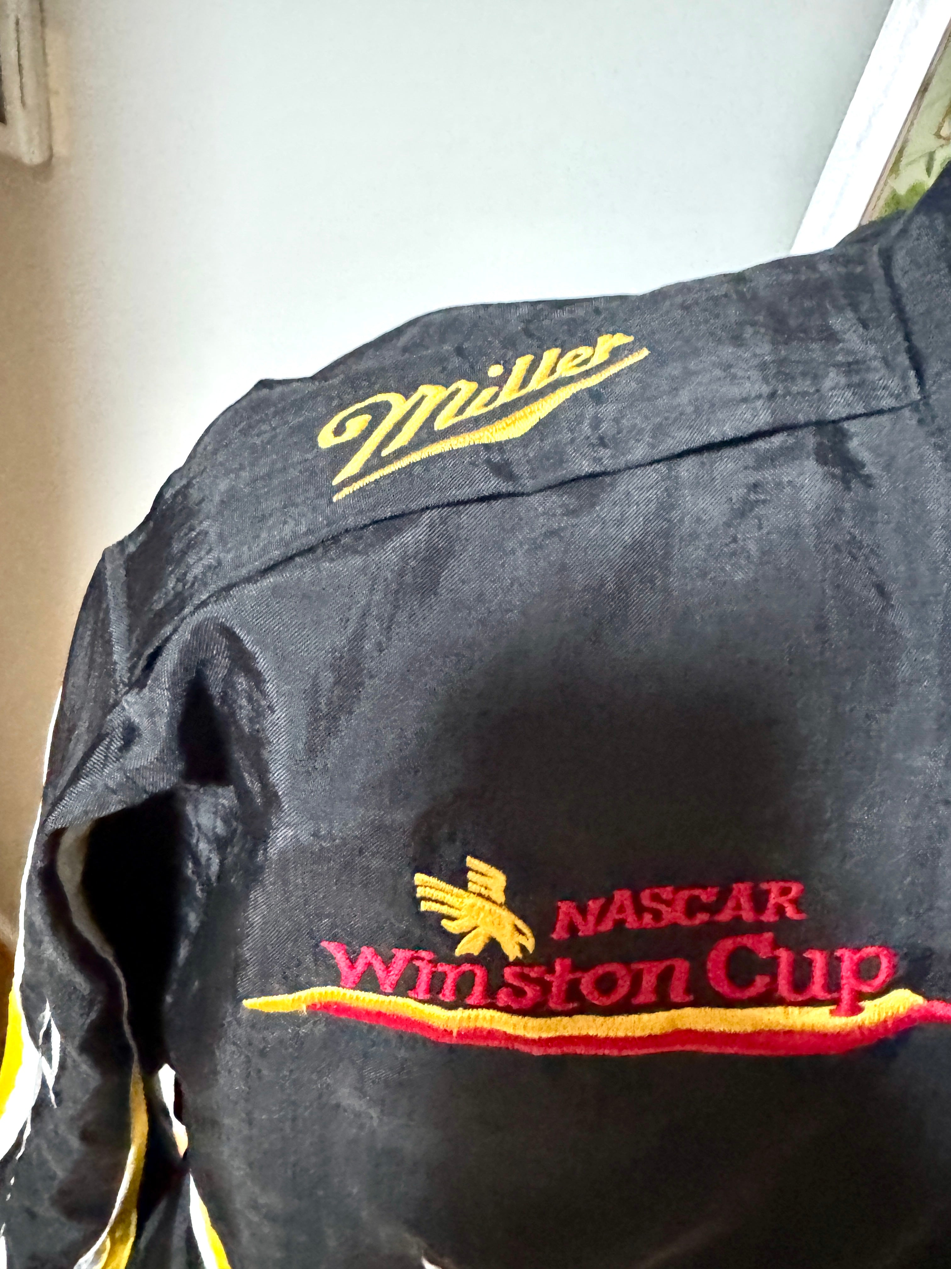 Vtg Rusty Wallace Jacket • 90s NASCAR Racing • Miller Genuine Draft Beer Racing Jacket (Large)
