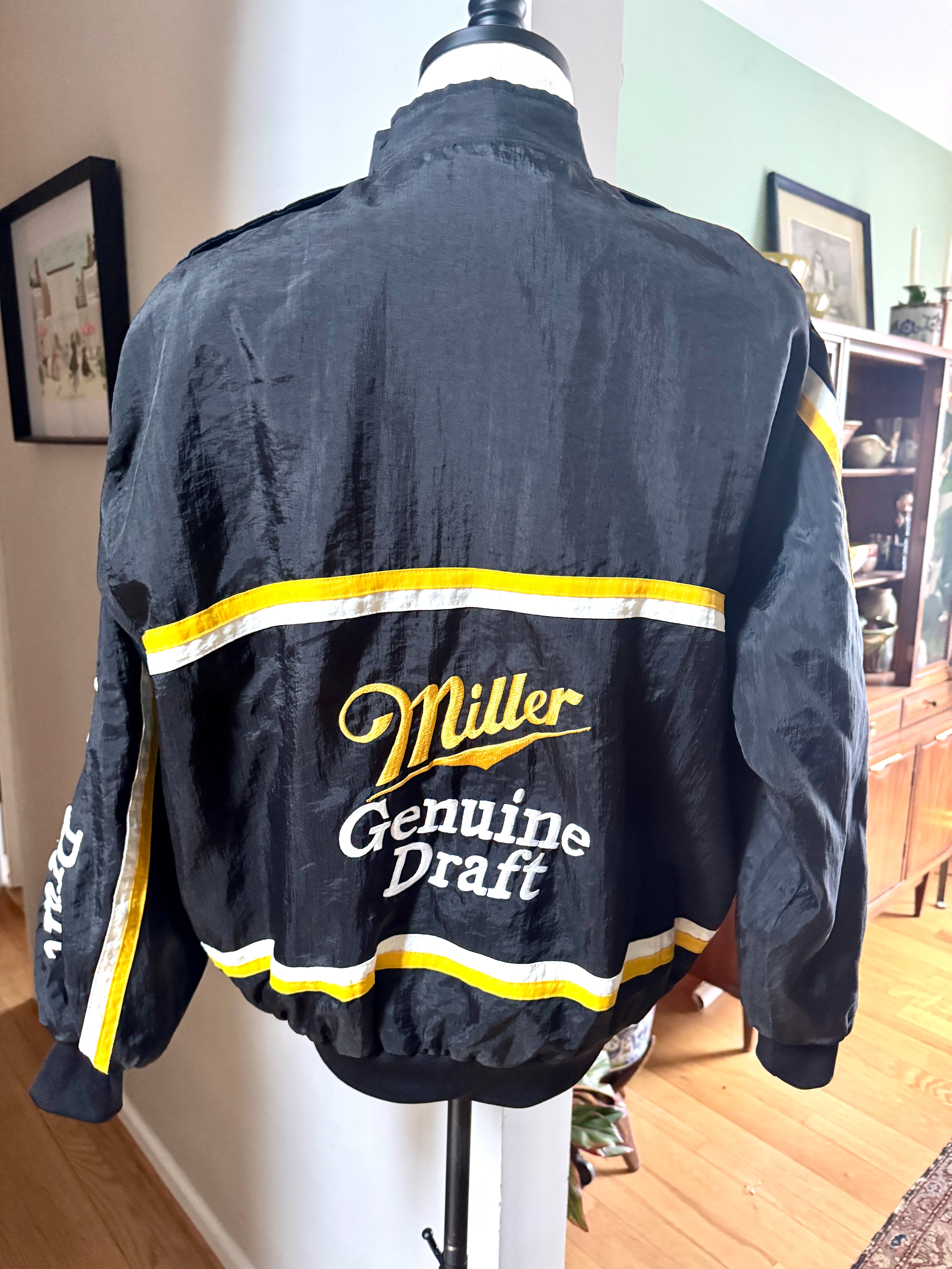 Vtg Rusty Wallace Jacket • 90s NASCAR Racing • Miller Genuine Draft Beer Racing Jacket (Large)