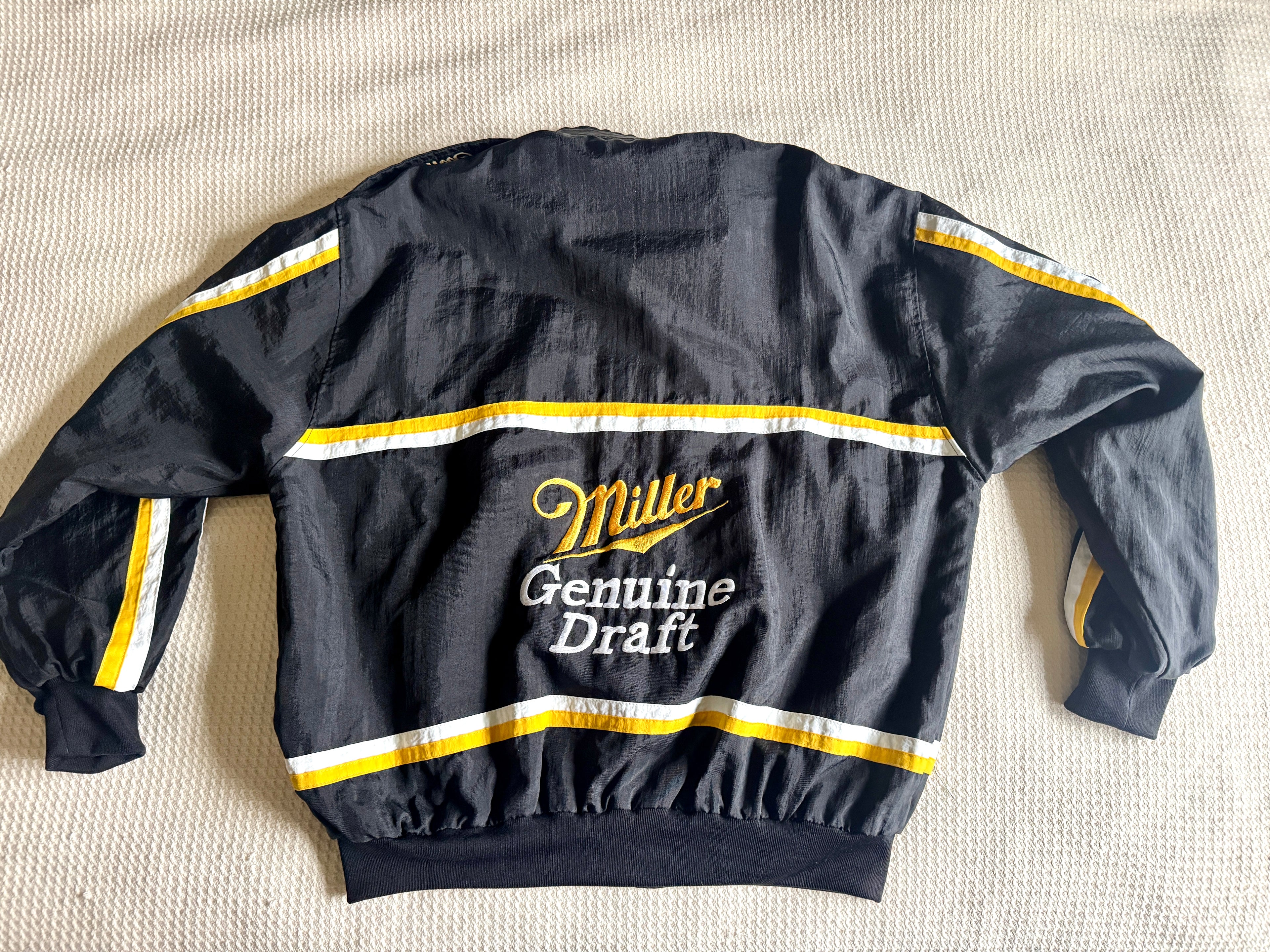 Vtg Rusty Wallace Jacket • 90s NASCAR Racing • Miller Genuine Draft Beer Racing Jacket (Large)
