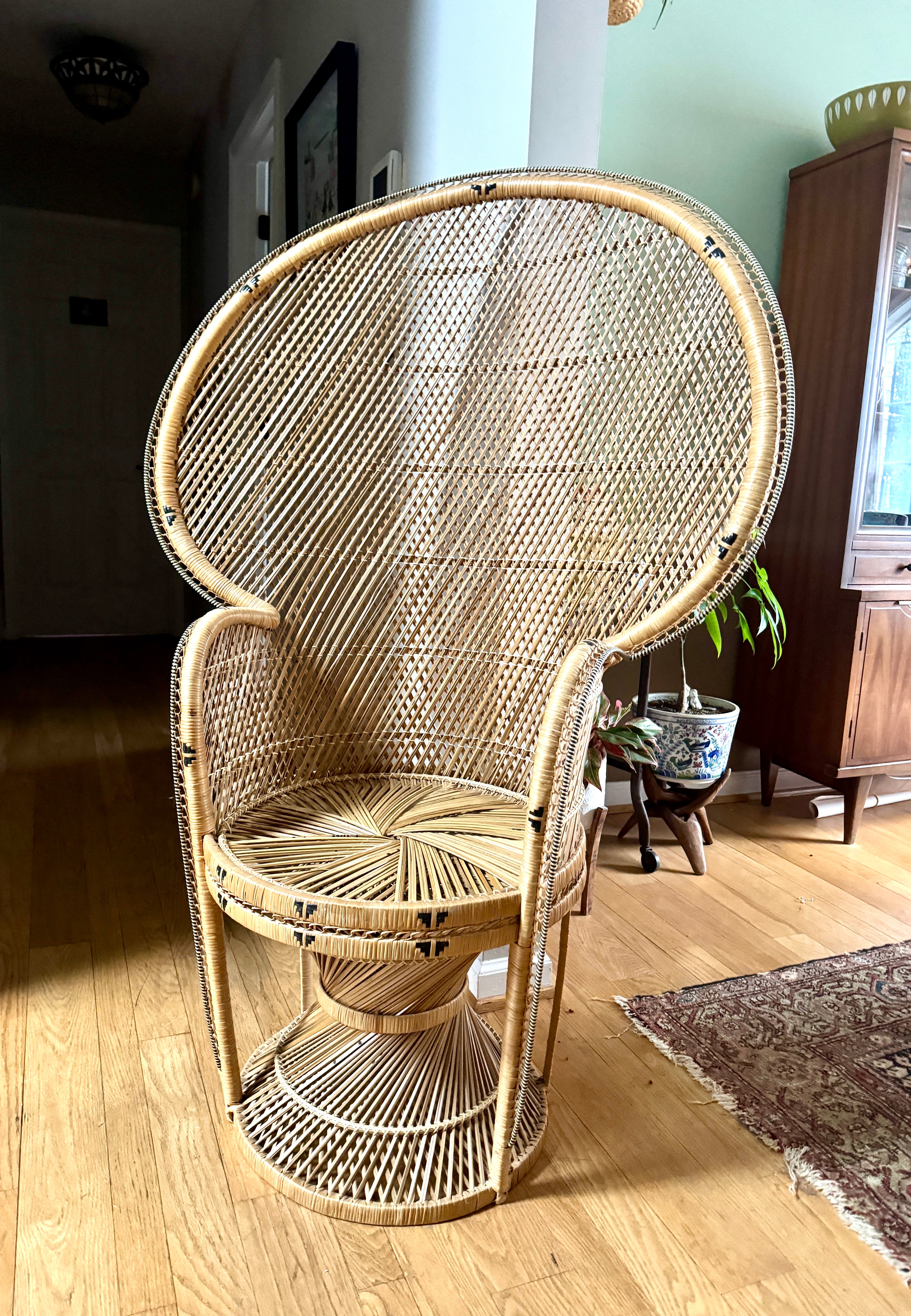 1970's Bohemian Rattan Peacock Chair