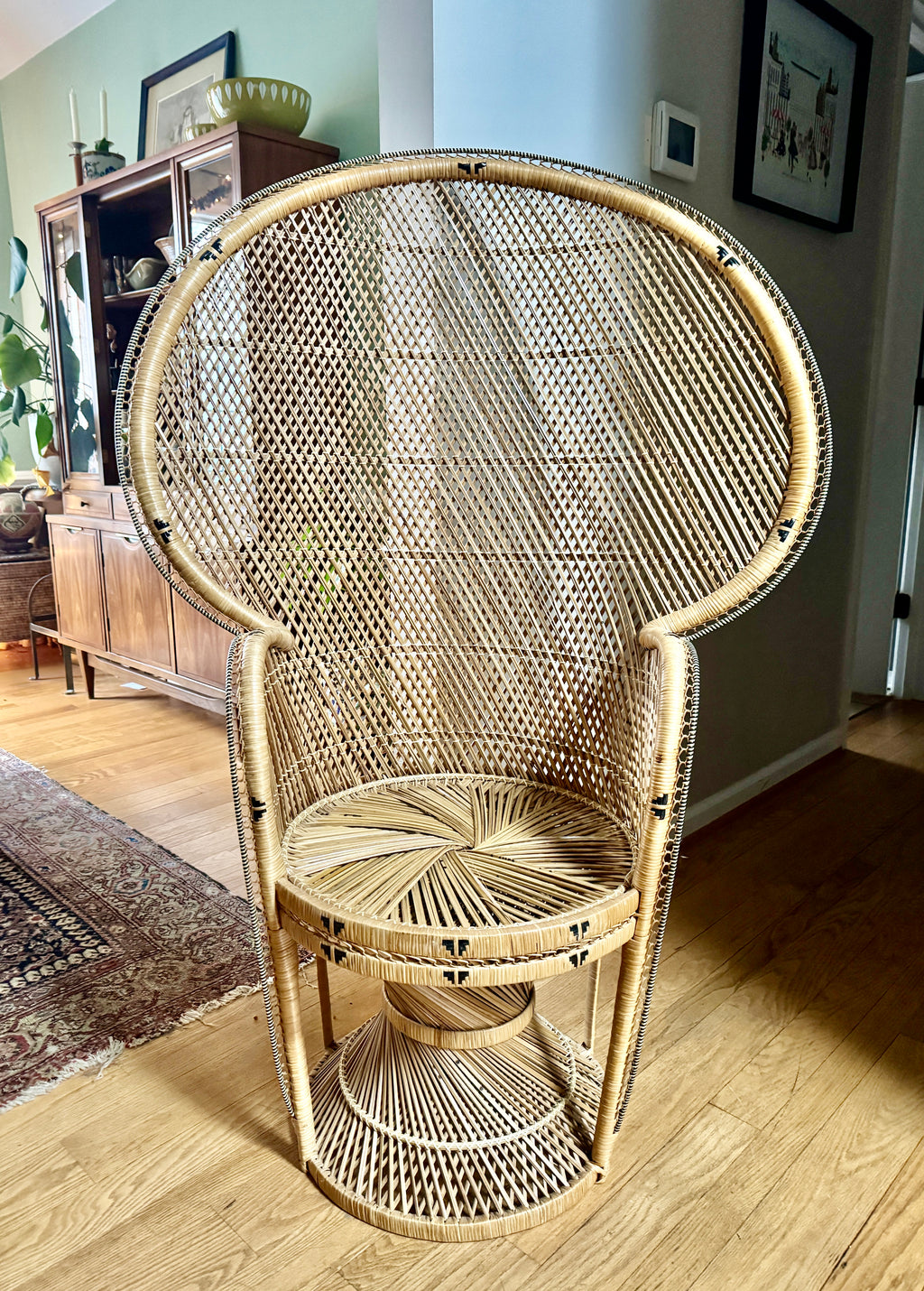 1970's Bohemian Rattan Peacock Chair