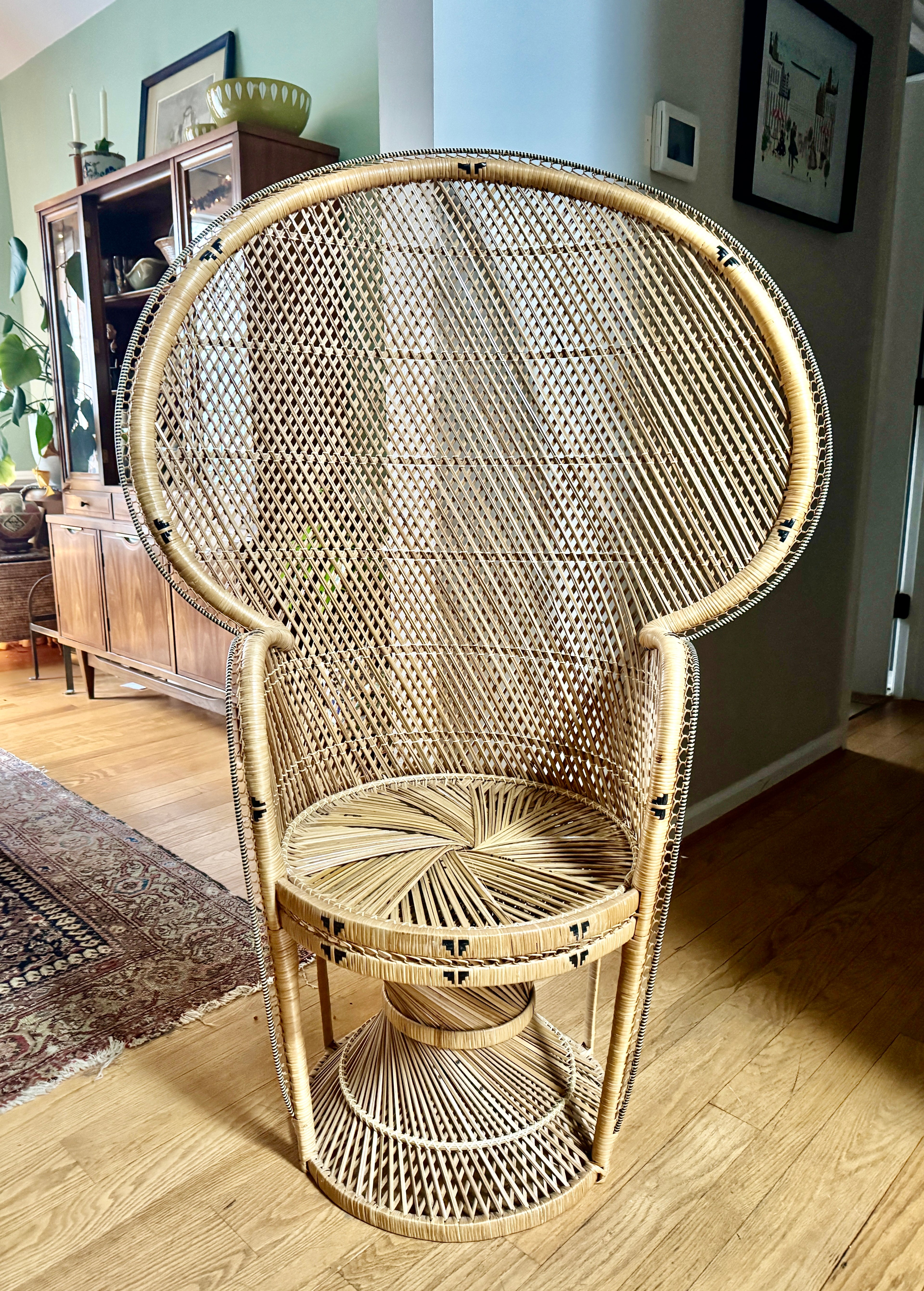 1970's Bohemian Rattan Peacock Chair