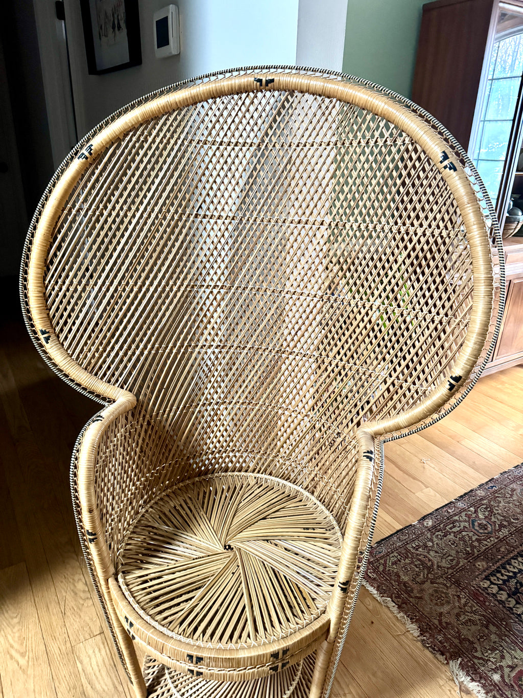 1970's Bohemian Rattan Peacock Chair