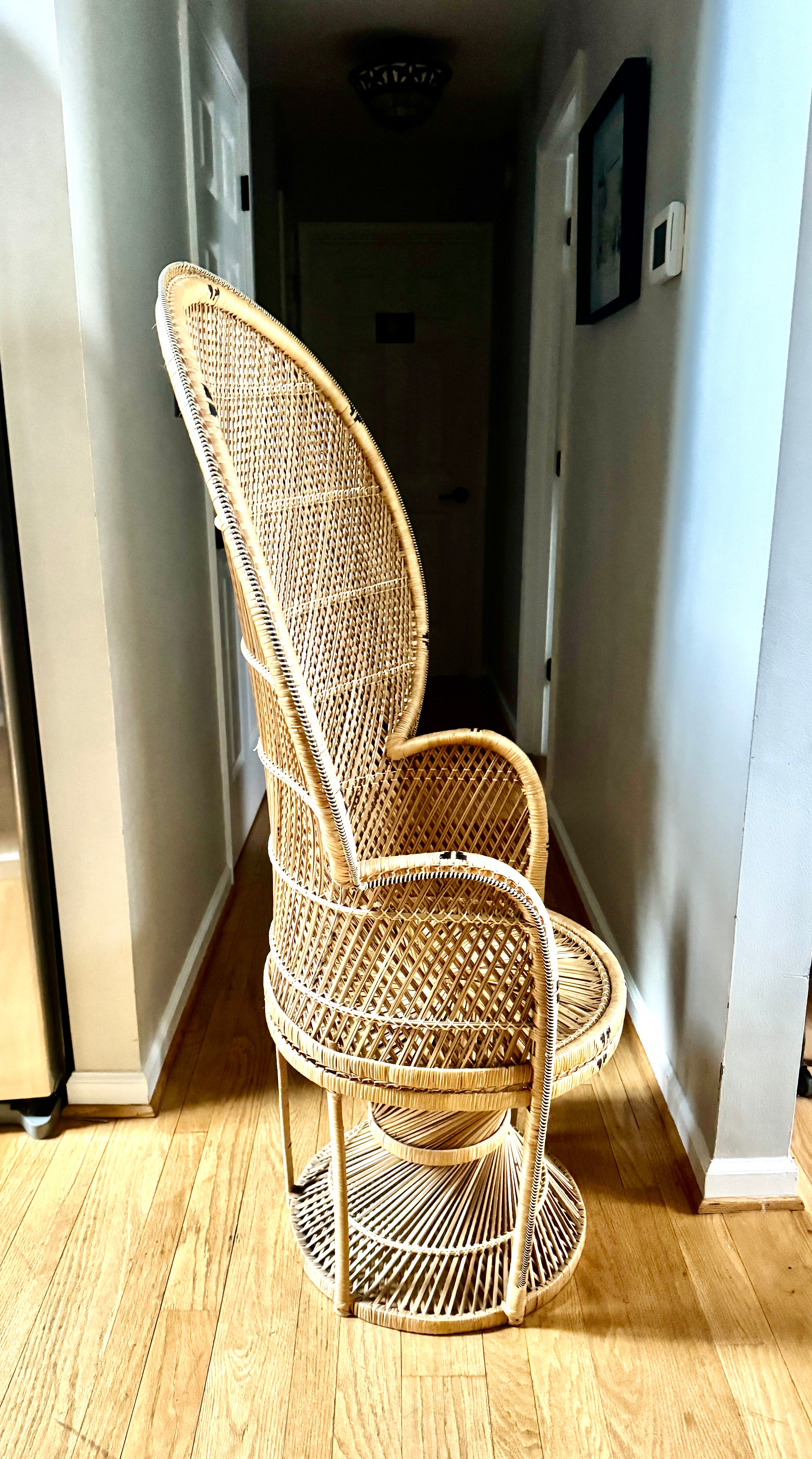 1970's Bohemian Rattan Peacock Chair