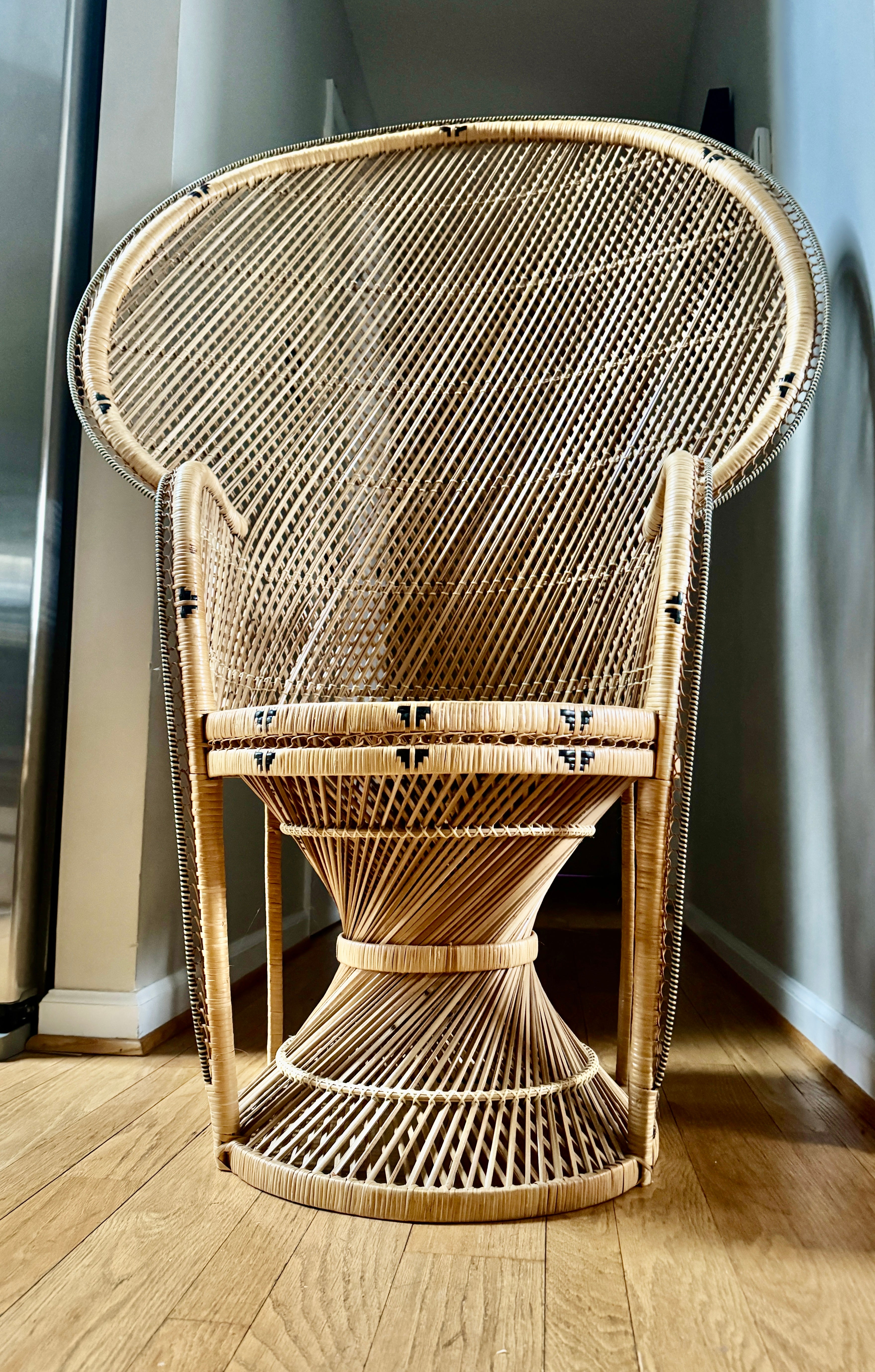 1970's Bohemian Rattan Peacock Chair
