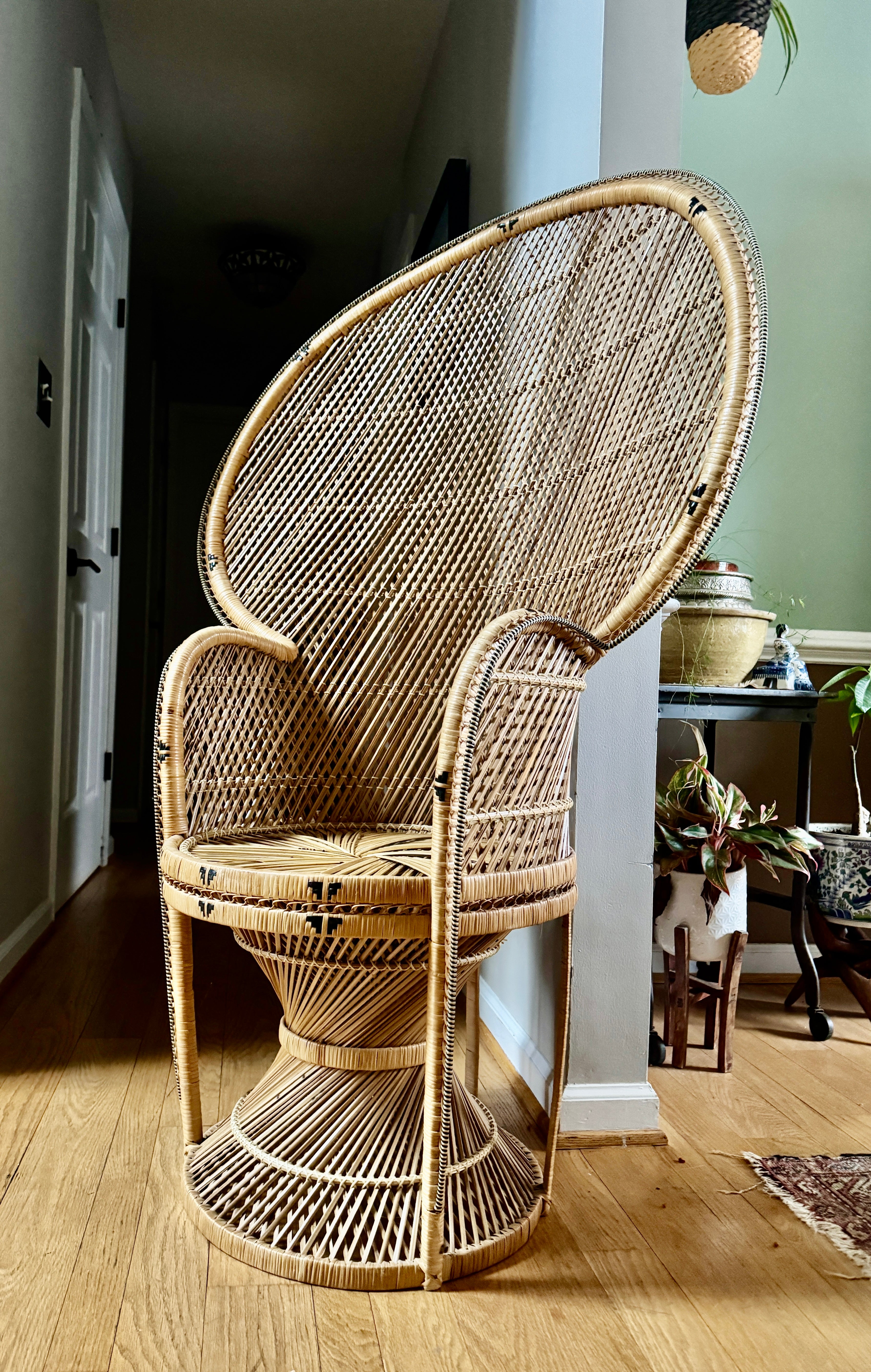 1970's Bohemian Rattan Peacock Chair