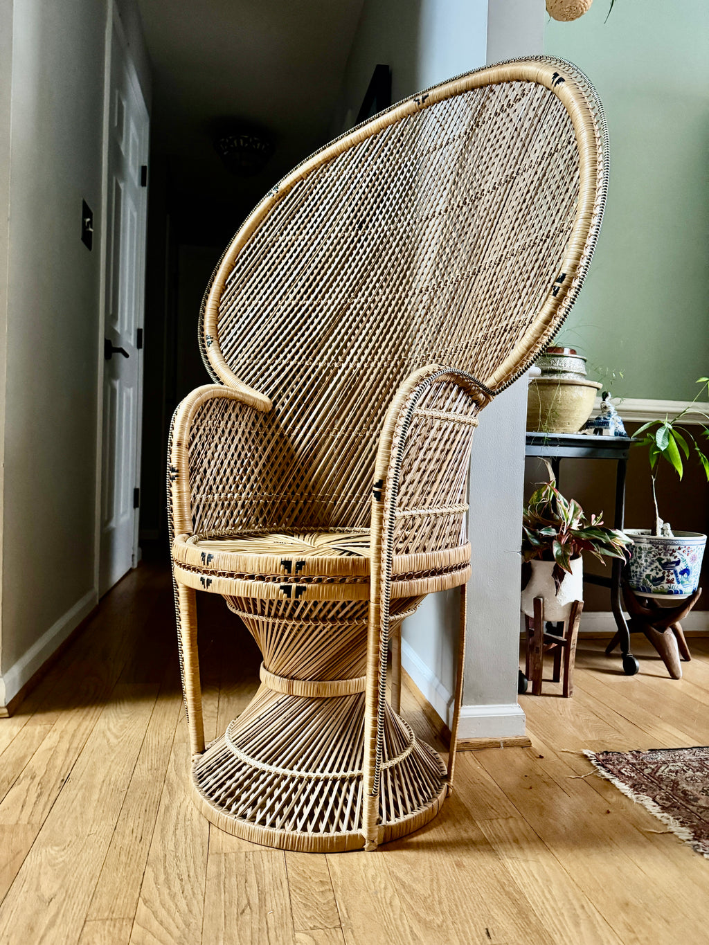 1970's Bohemian Rattan Peacock Chair