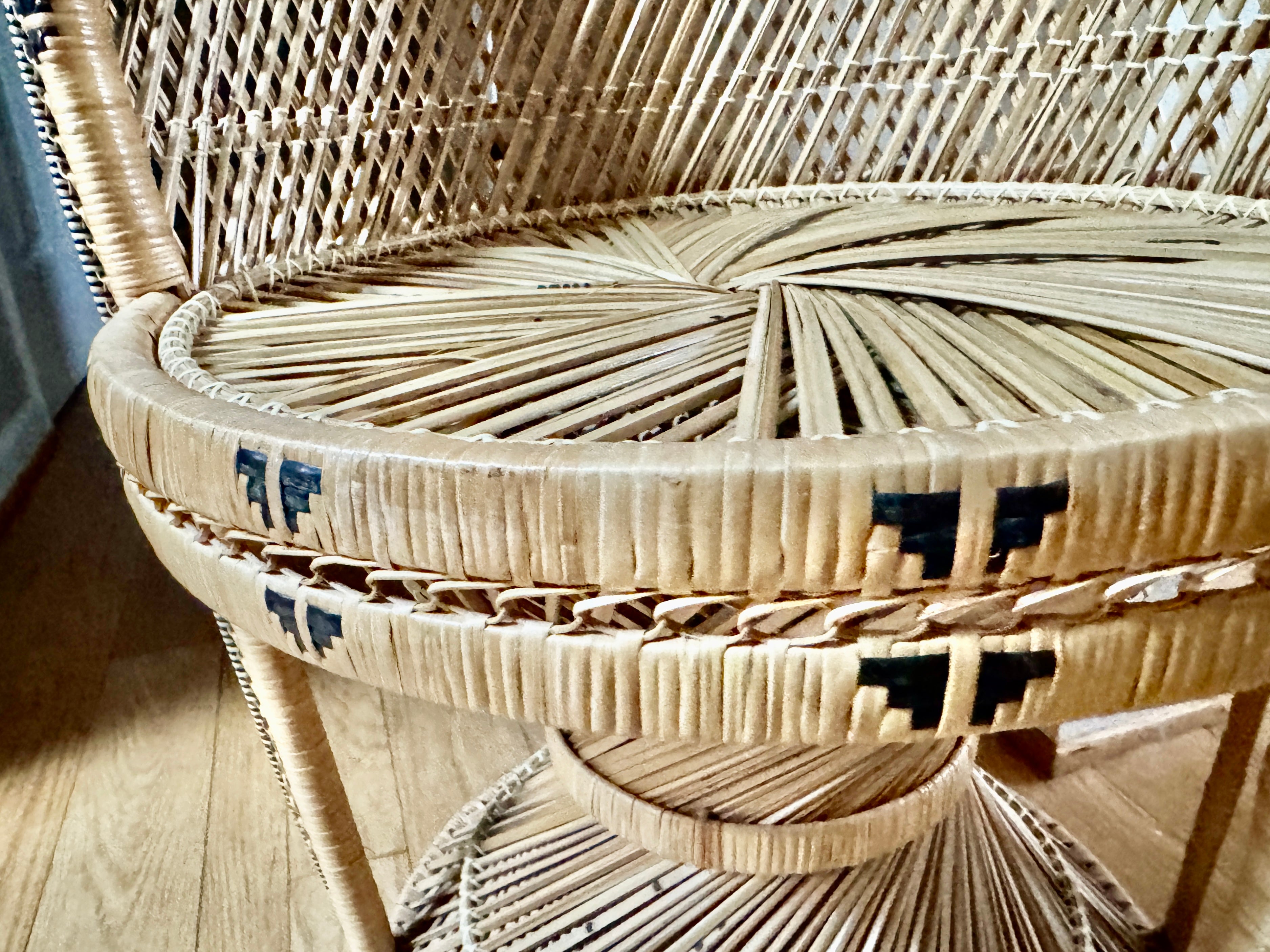 1970's Bohemian Rattan Peacock Chair