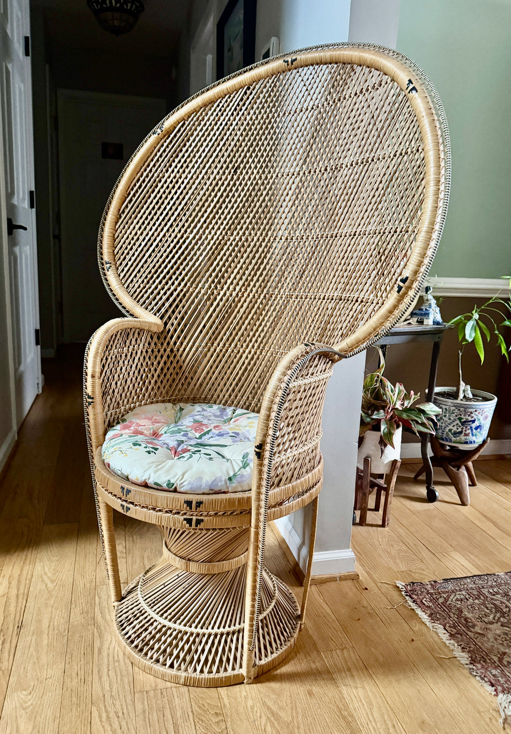 1970's Bohemian Rattan Peacock Chair