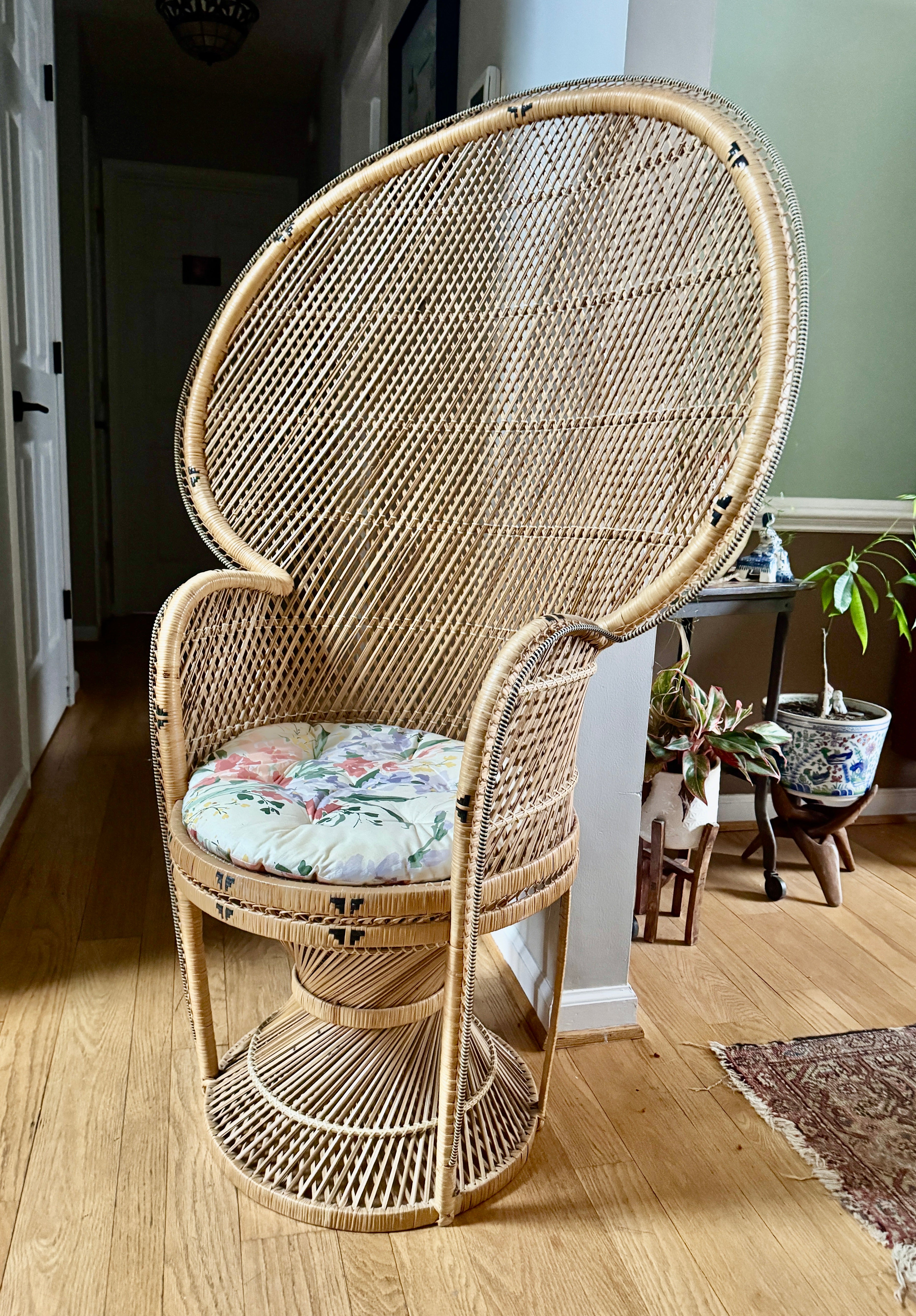 1970's Bohemian Rattan Peacock Chair
