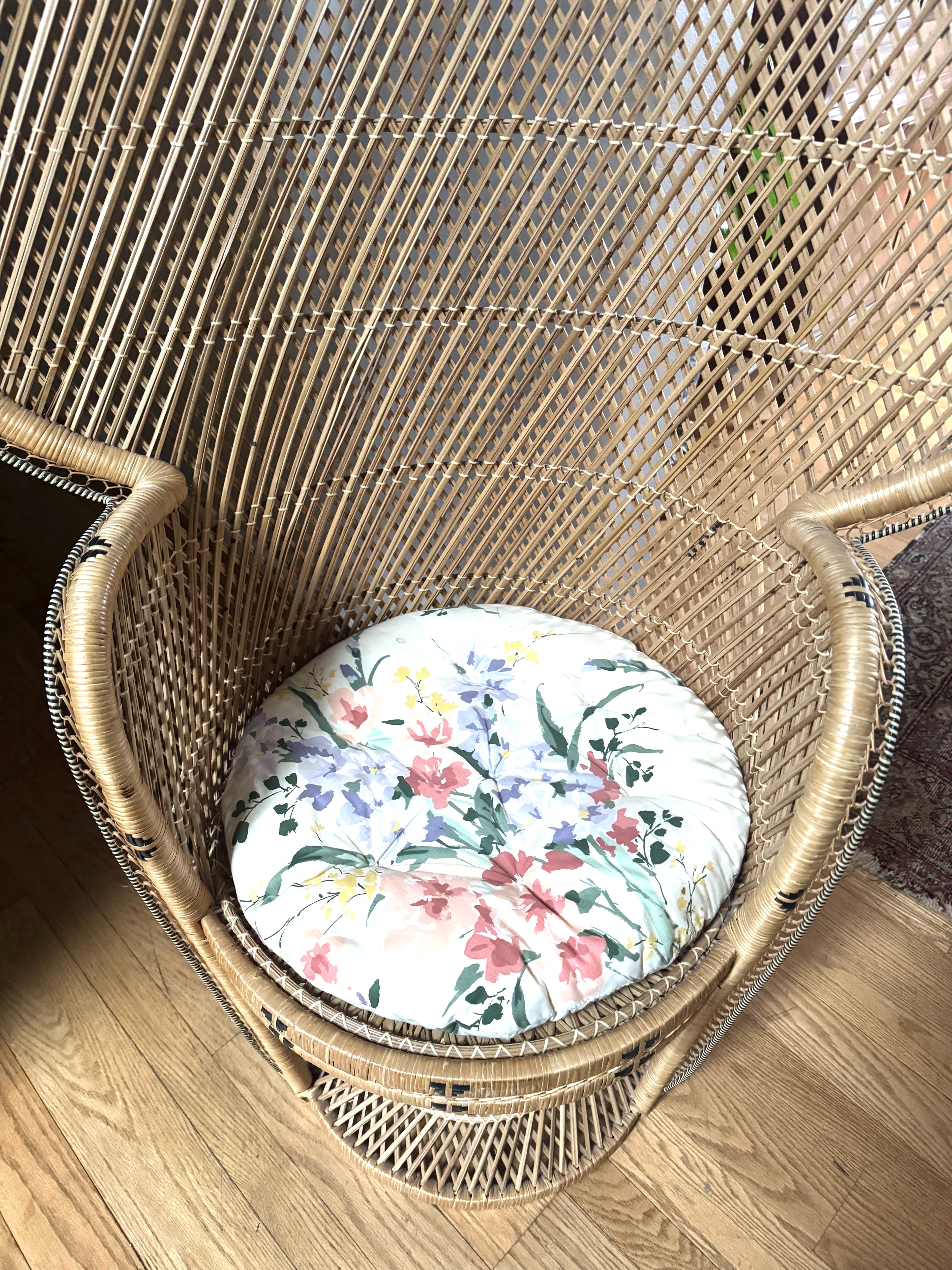 1970's Bohemian Rattan Peacock Chair