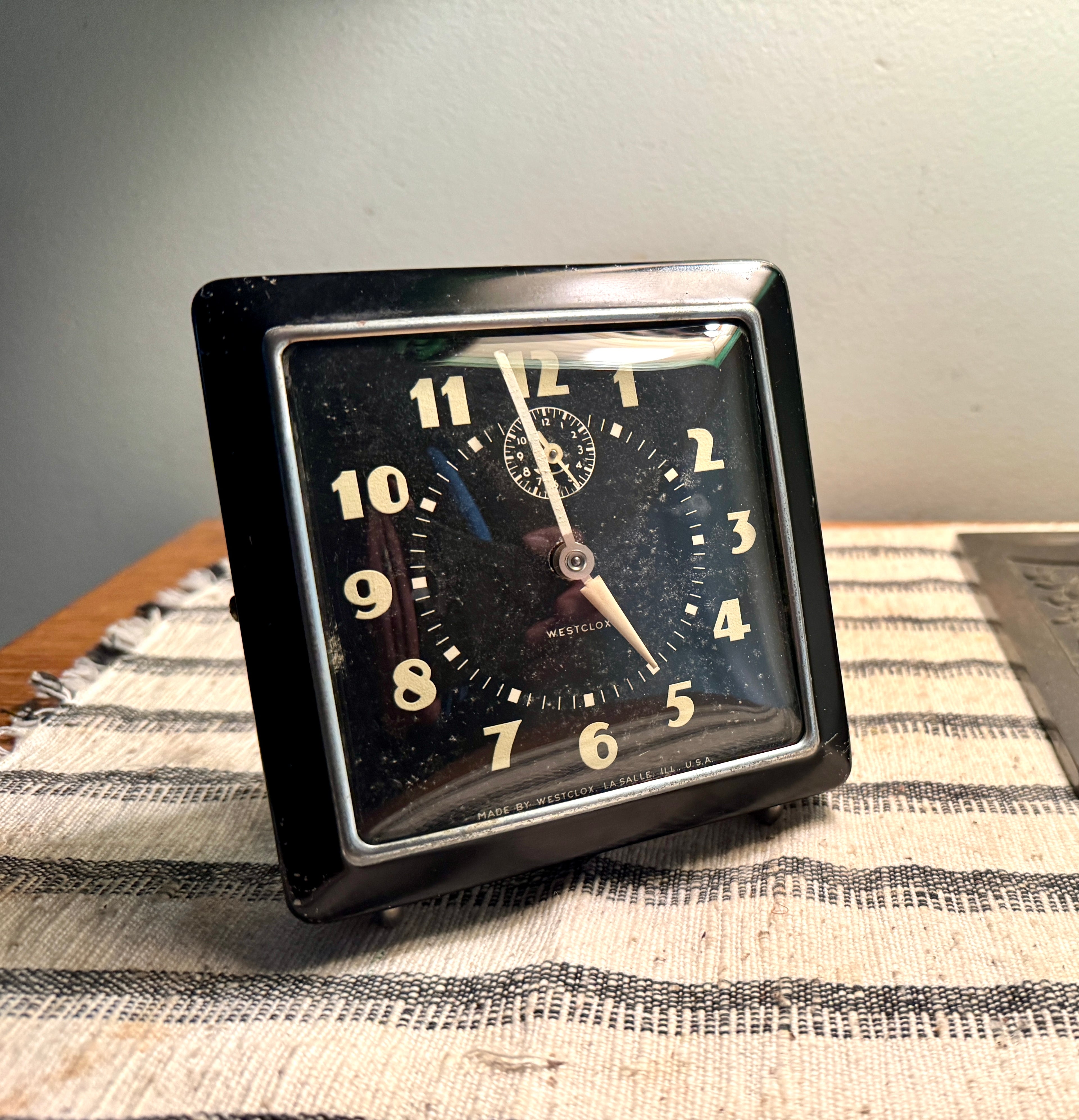 1940's Westclox Spur Wind-up Alarm Clock | Art Deco Westclox Alarm Clock