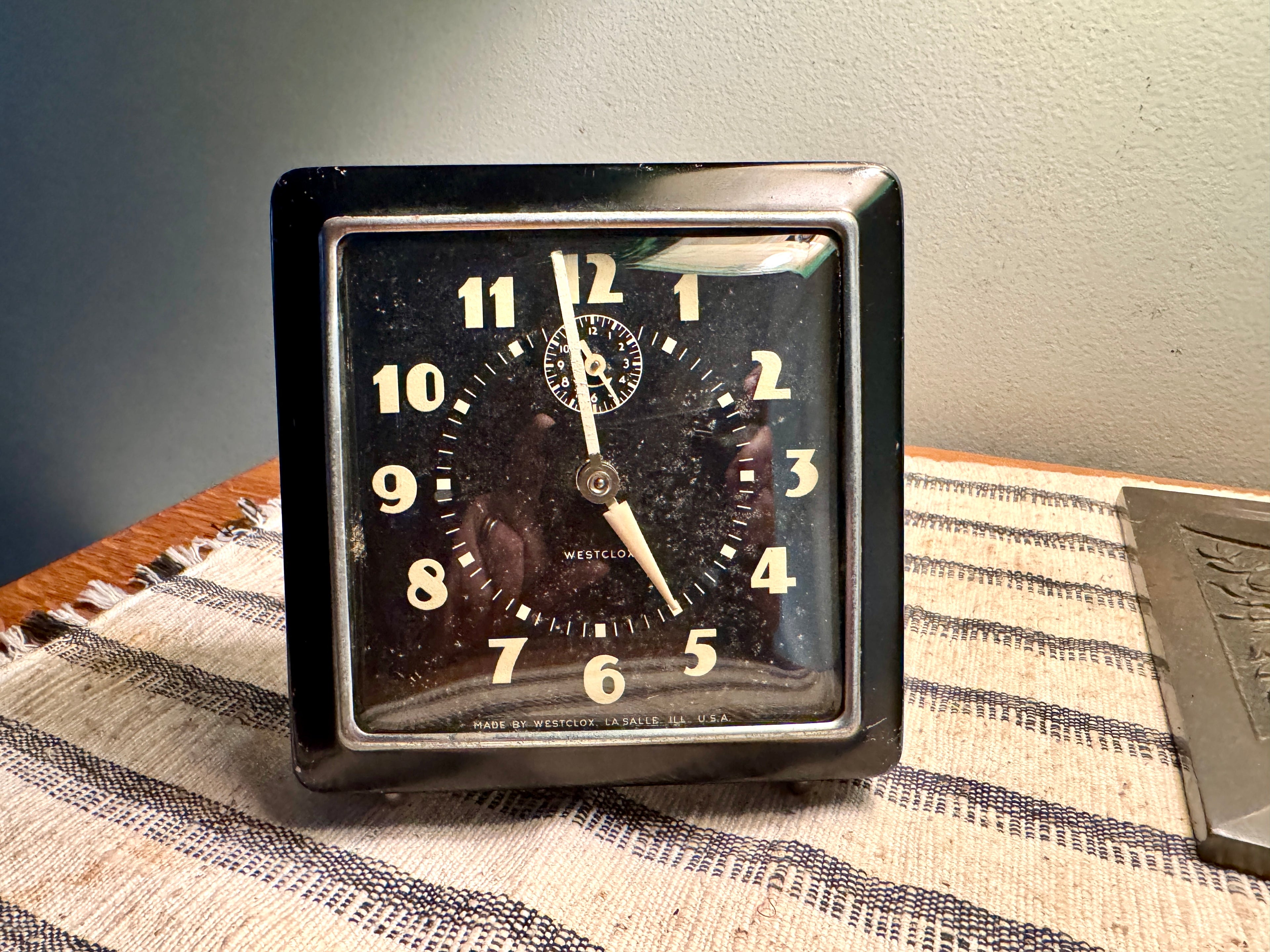 1940's Westclox Spur Wind-up Alarm Clock | Art Deco Westclox Alarm Clock