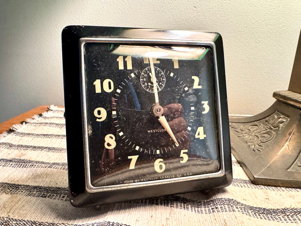 1940's Westclox Spur Wind-up Alarm Clock | Art Deco Westclox Alarm Clock